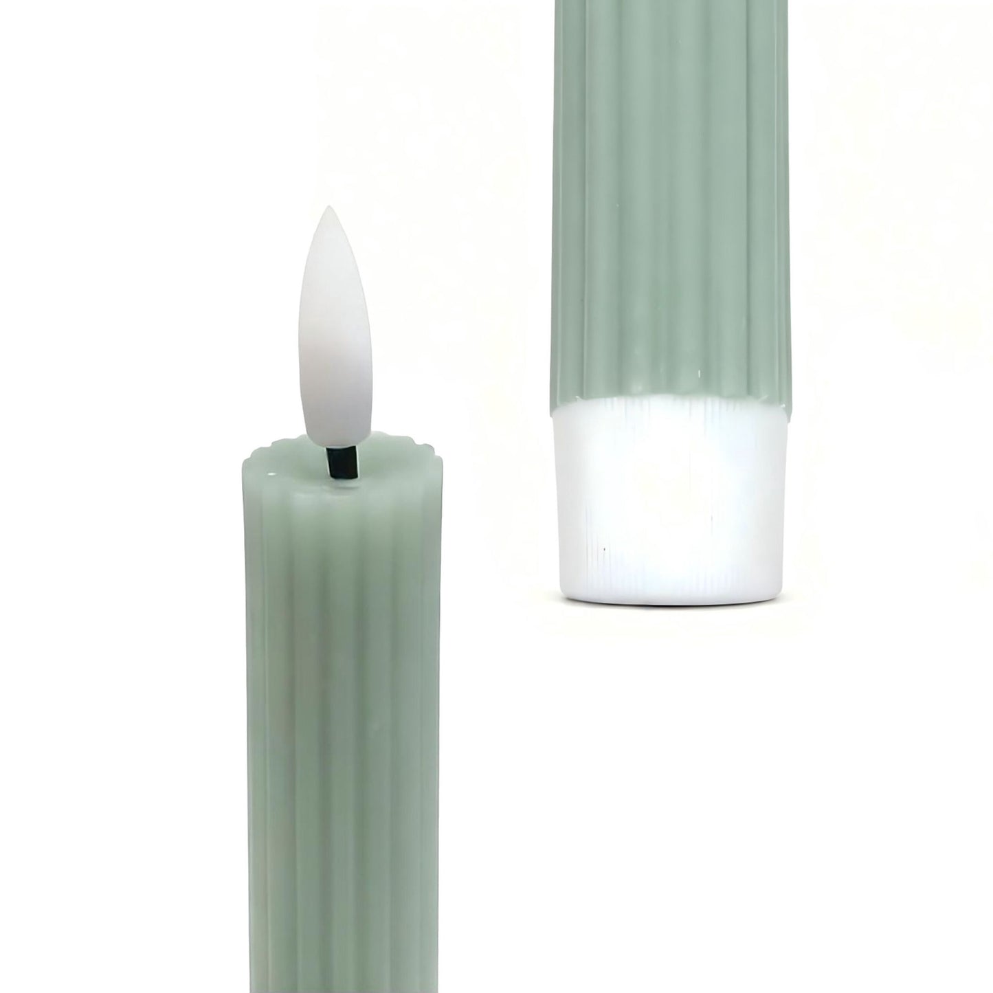 LED Wax Taper Candles, Set of 4, Flameless with Timer
