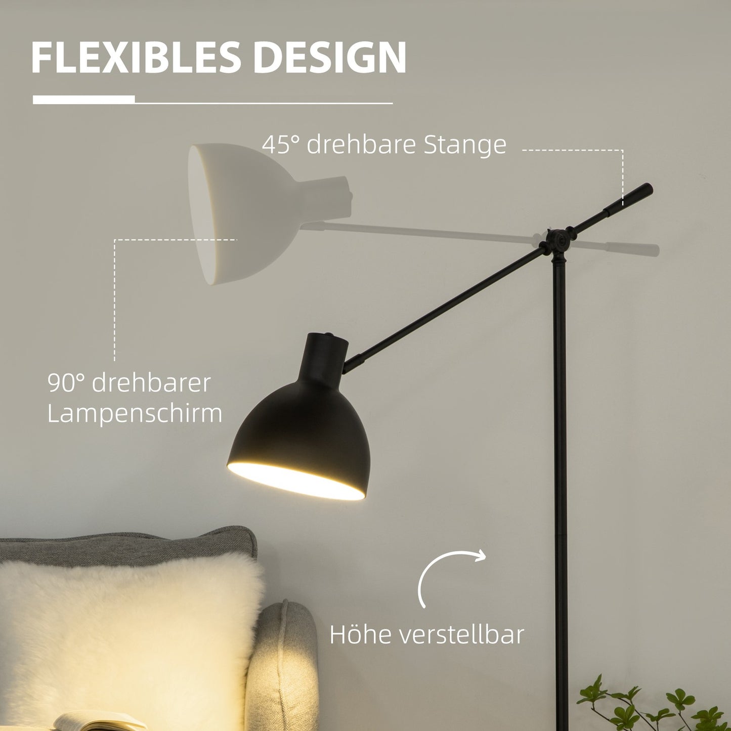 LED floor lamp with adjustable stand and dimmable light