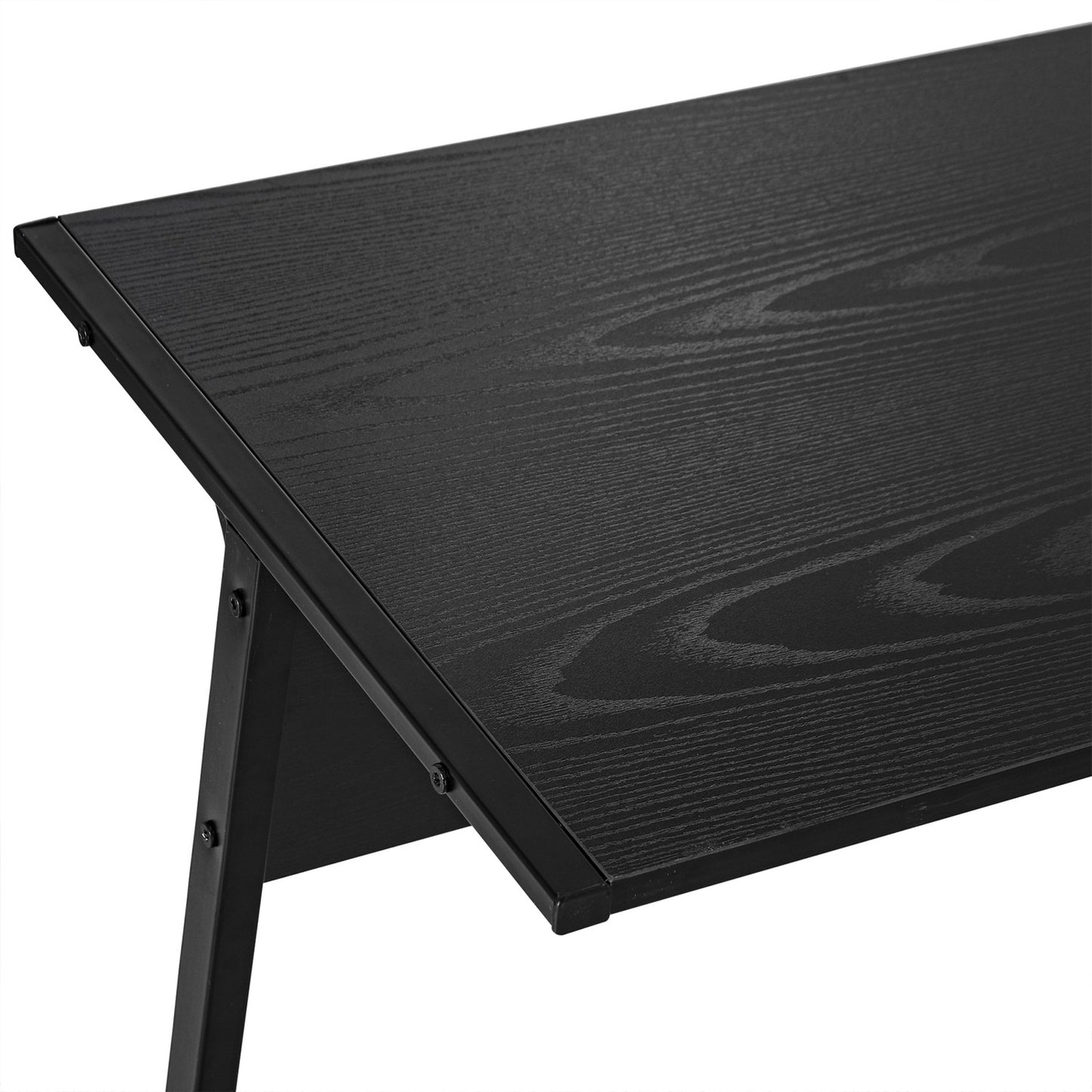 L-shaped corner desk, space-saving gaming workstation, black