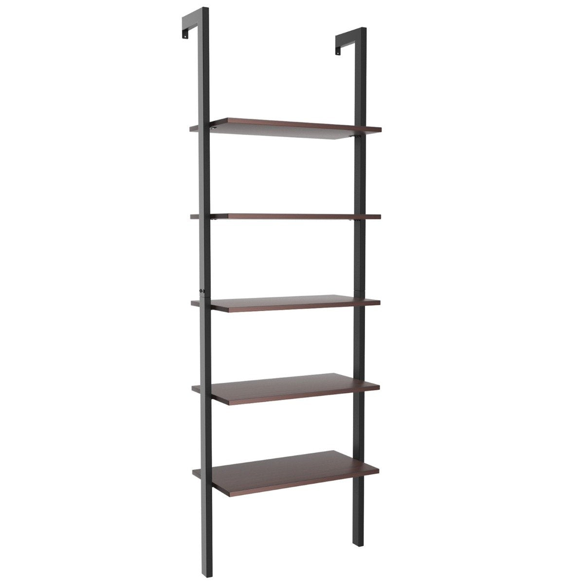 Ladder Shelf 5 Tier Display Shelf with Metal Frame Plant Stand Brown