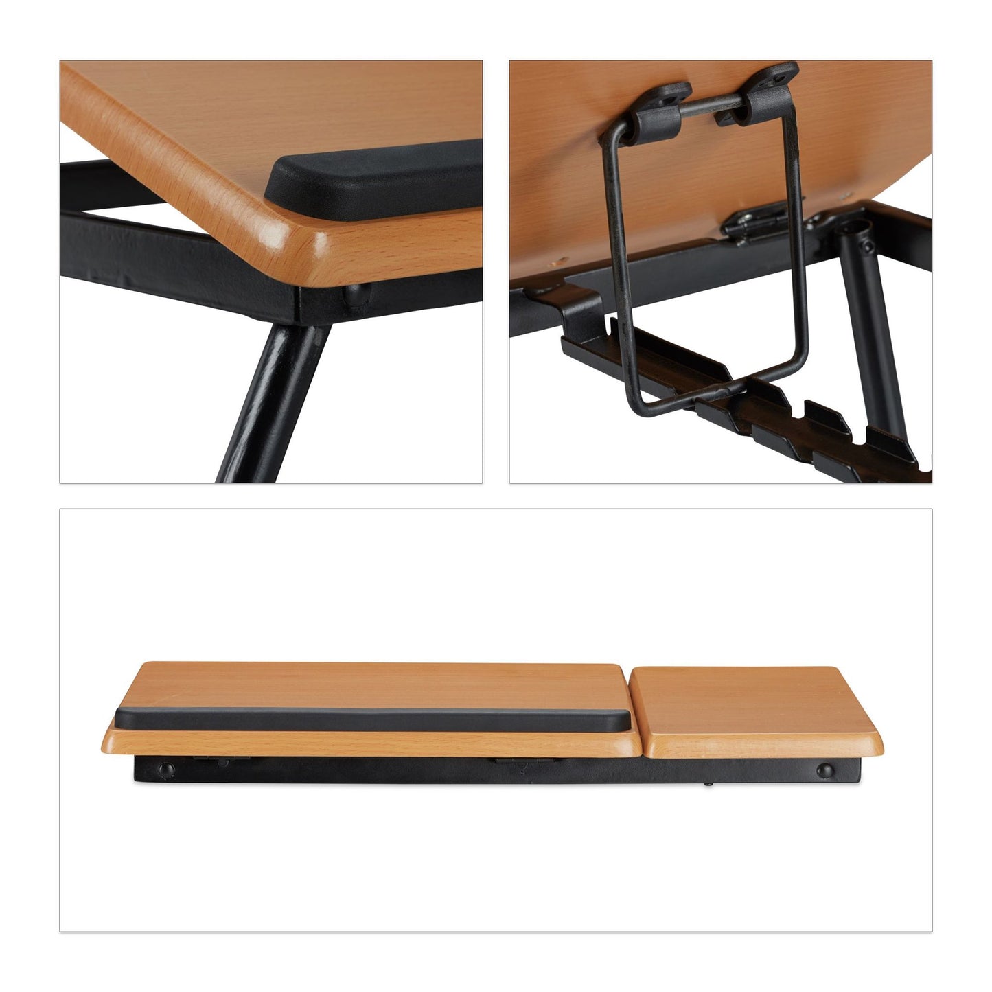 Laptop table with tiltable work surface