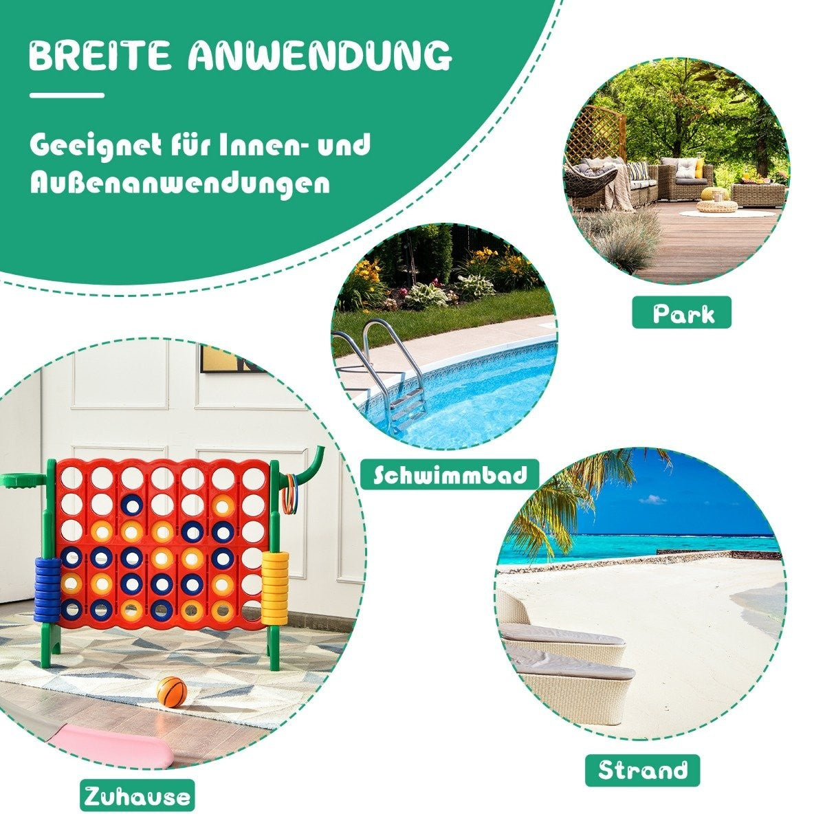 Large 4-in-a-row Jumbo 4-in-a-row set 84 x 33 x 79 cm red + green