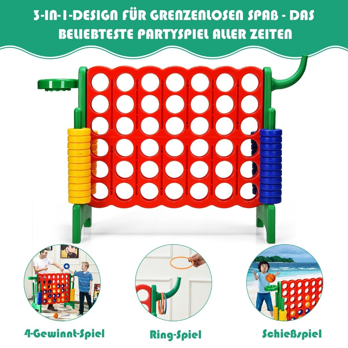 Large 4-in-a-row Jumbo 4-in-a-row set 84 x 33 x 79 cm red + green