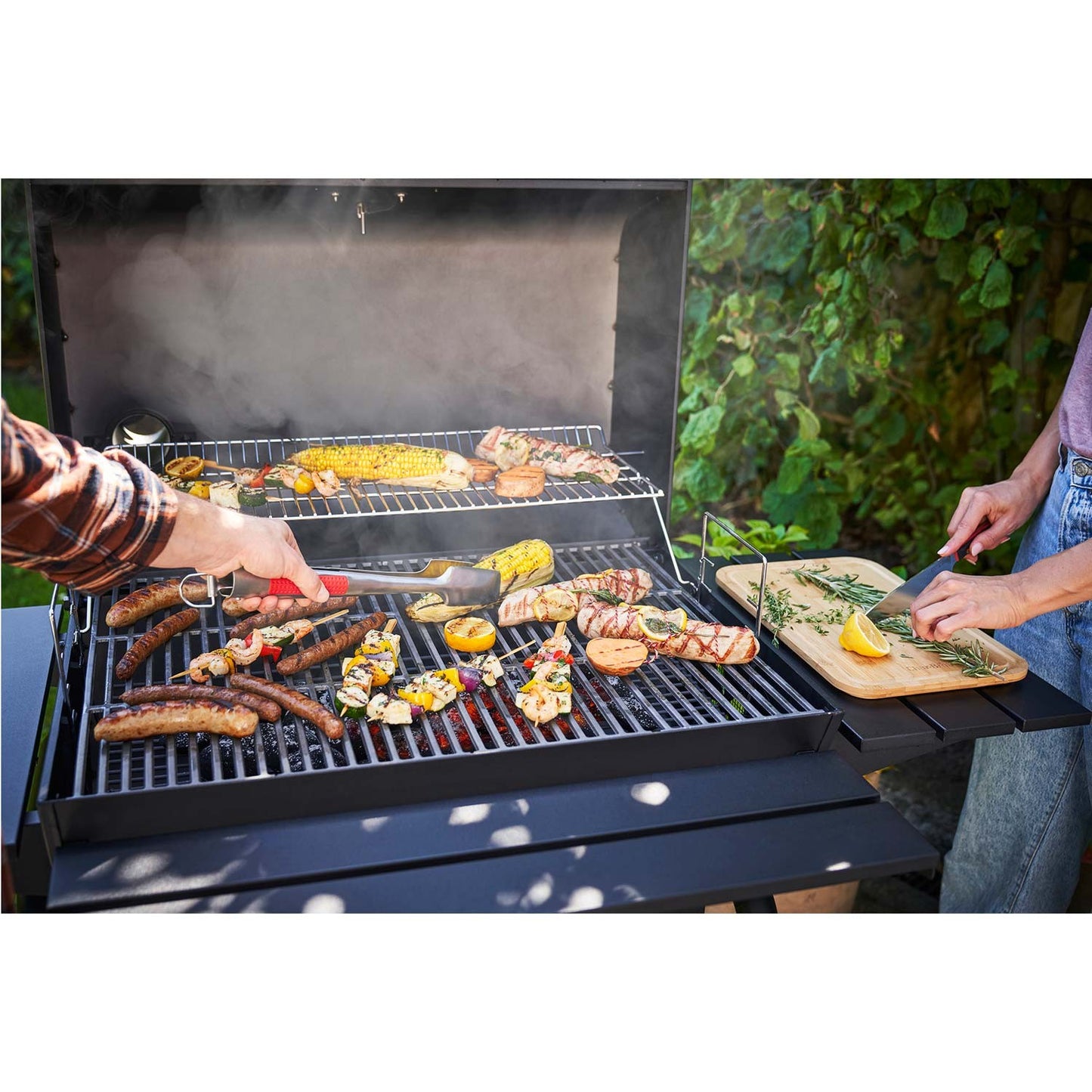 Large Charcoal Grill with Adjustable Grate and Thermometer