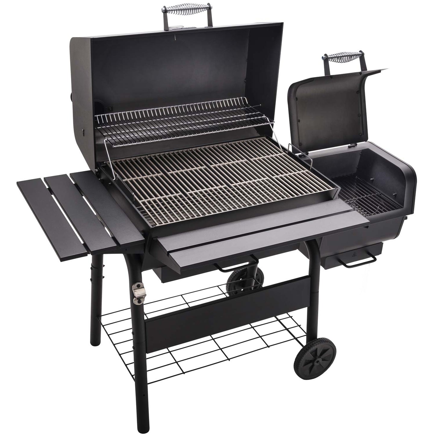 Large Charcoal Grill with Adjustable Grate and Thermometer