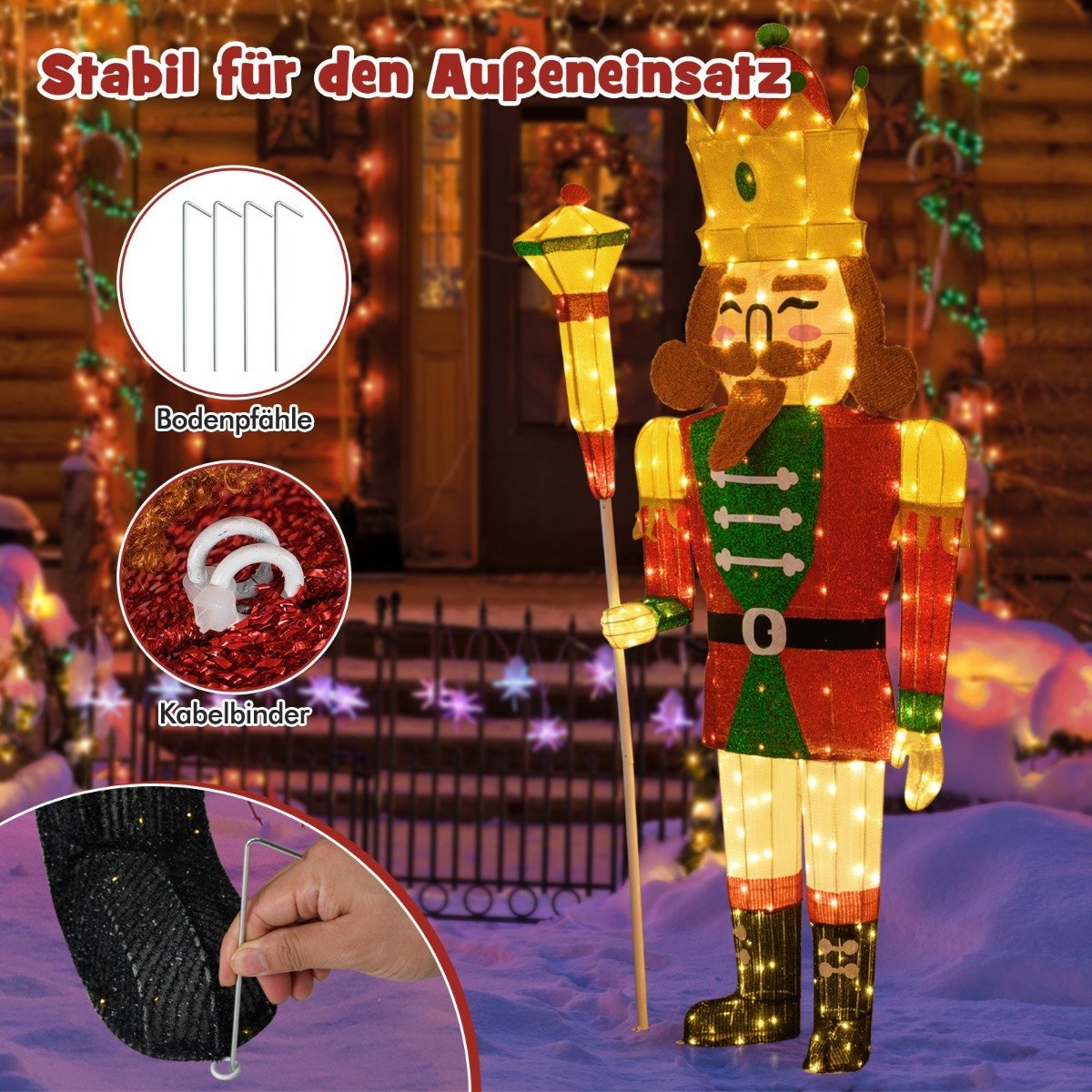 Large Christmas Nutcracker Figure with LED Lights XXL Illuminated Christmas Decoration