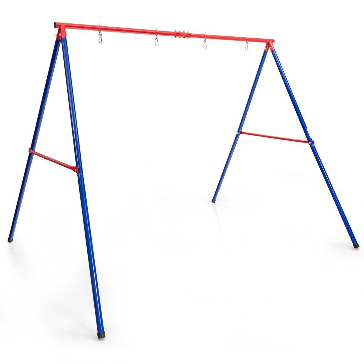 Large metal swing stand with sturdy A-frame ground anchor, non-slip & foot cap
