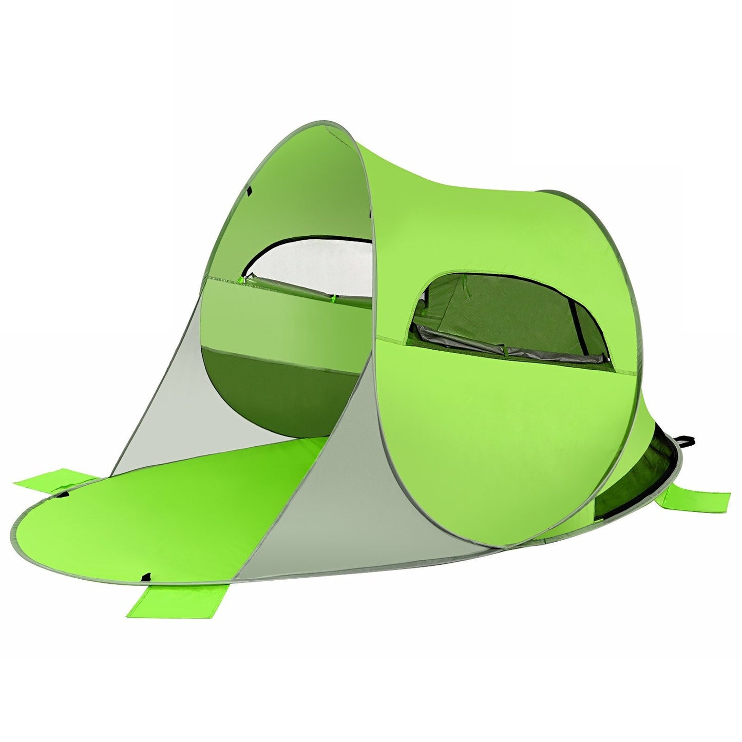 Large pop up beach tent, foldable beach shelter, 3-4 person beach tent, sun protection, throw tent, green