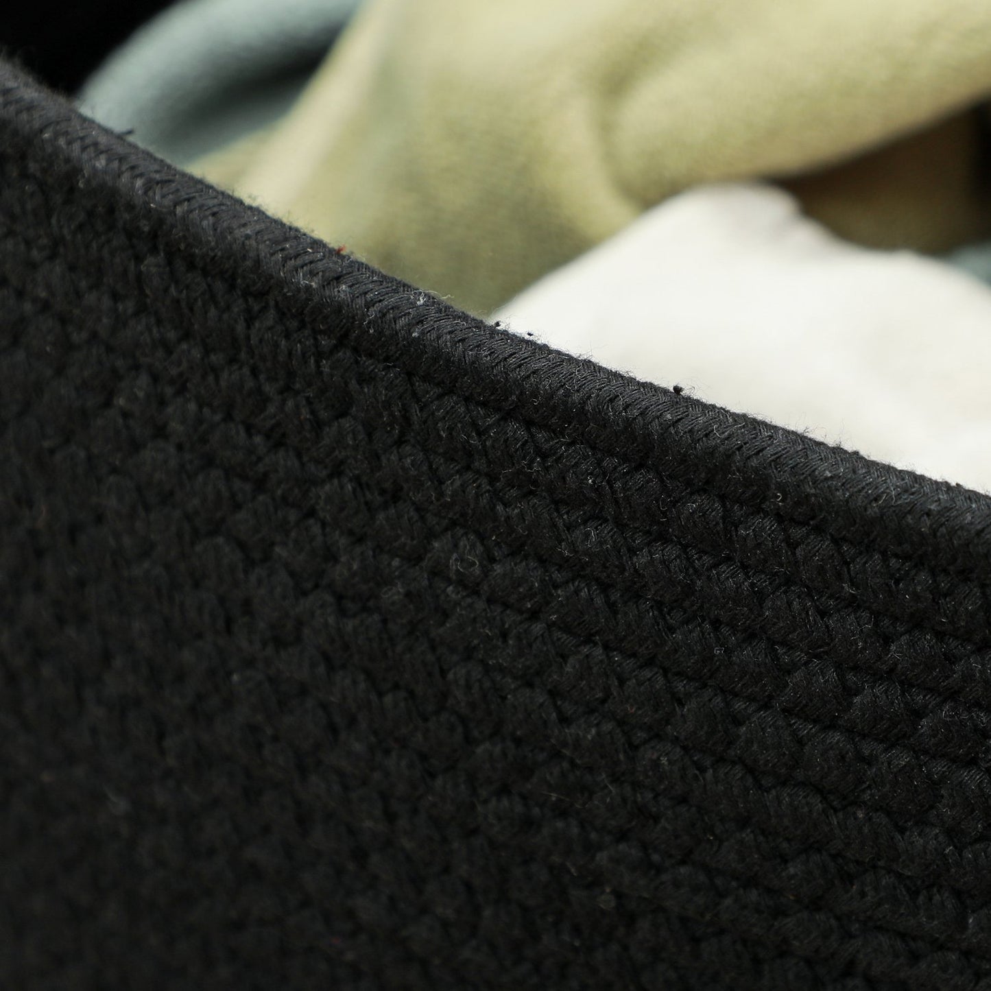 Laundry bag, 88L, portable, foldable, faux leather handles, cotton, Ø56 x 35.5H cm, black