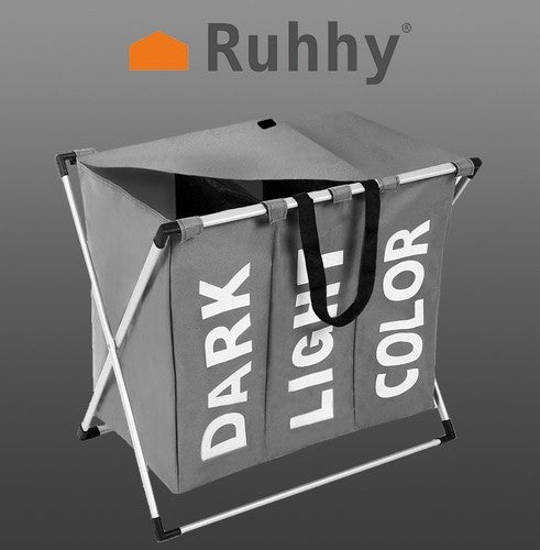 Laundry basket - 3 chambers on a folding frame
