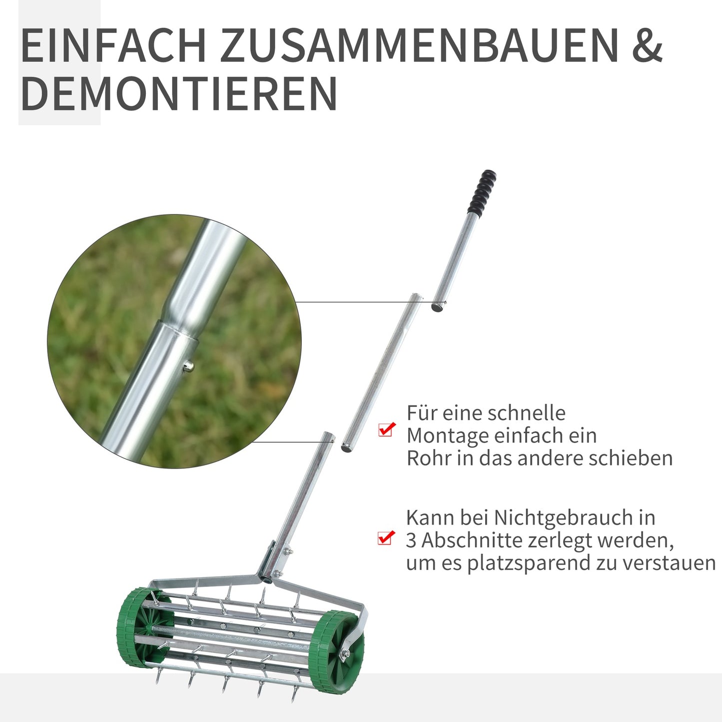 Adjustable Lawn Aerating Roller with Spike - Hand Trimmer