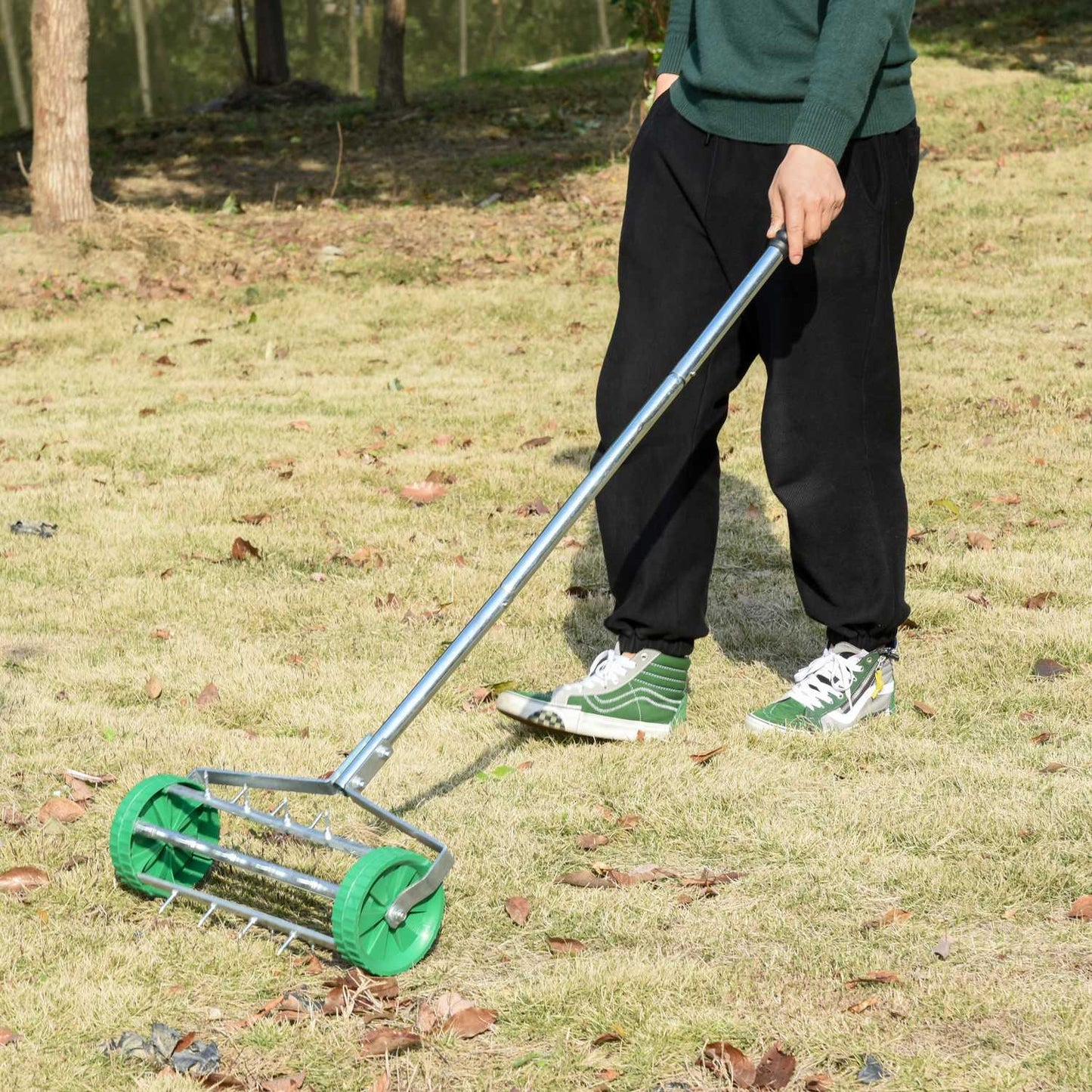 Adjustable Lawn Aerating Roller with Spike - Hand Trimmer