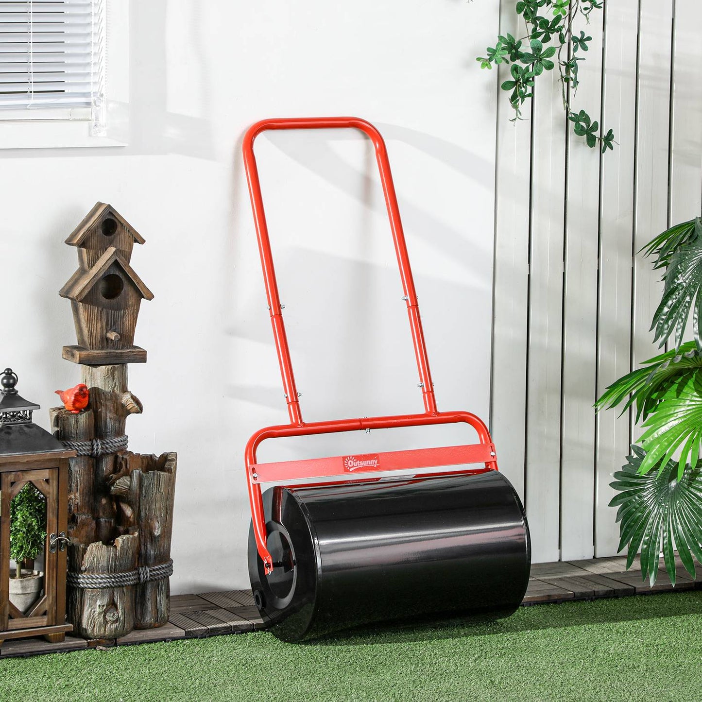 Grass roller 50cm, Steel, Fill with water or sand, Red