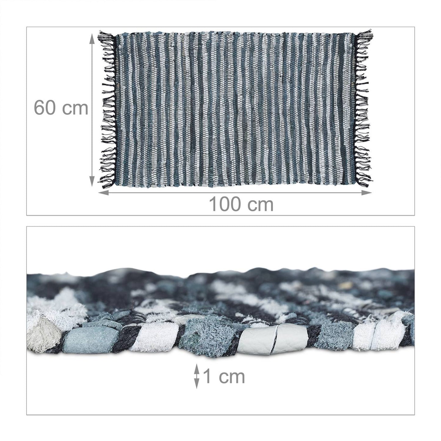 Leather & Cotton Runner Rug 60x100 cm