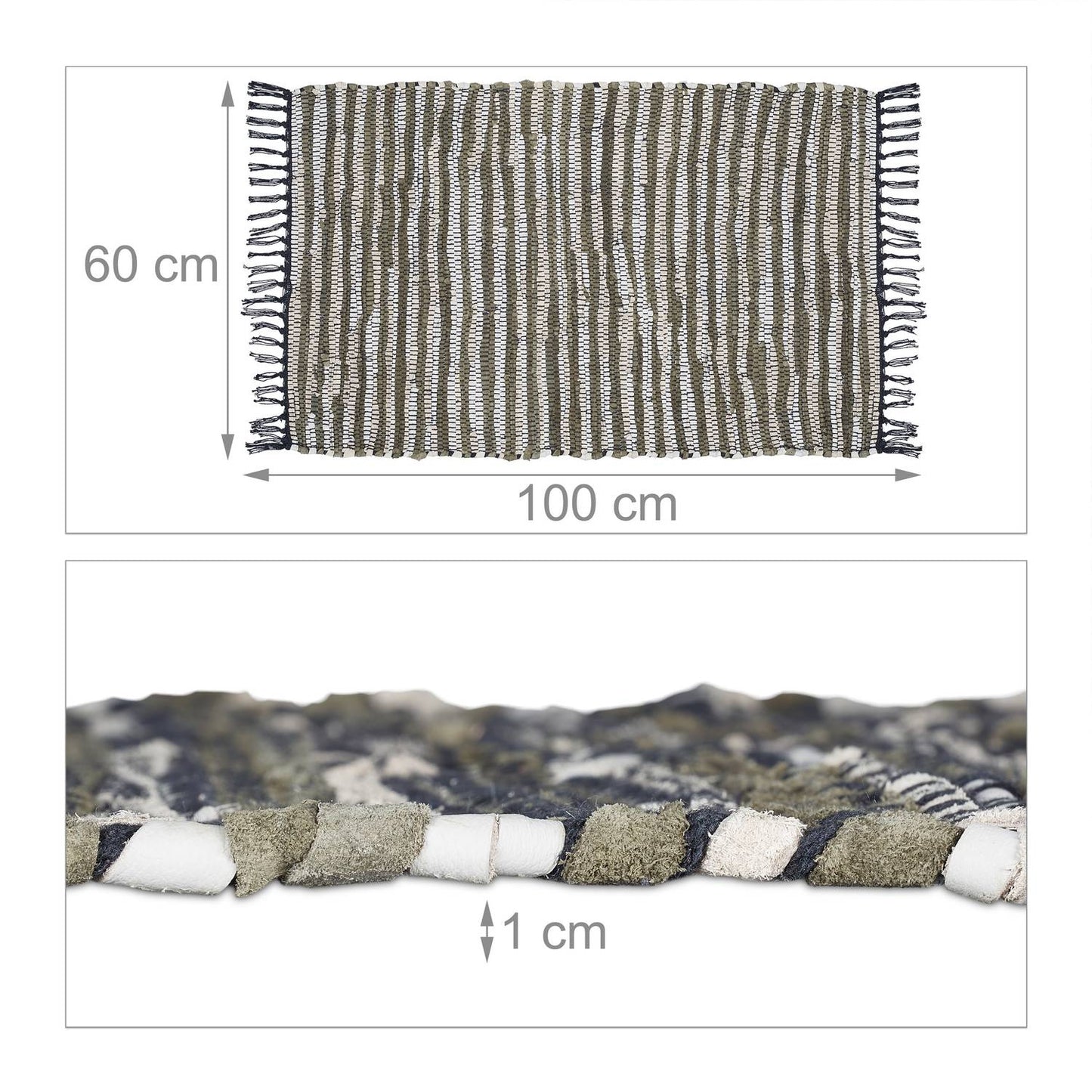 Leather & Cotton Runner Rug 60x100 cm
