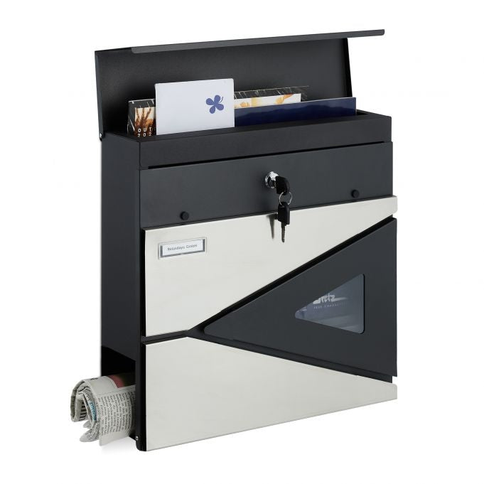 Letterbox with newspaper holder