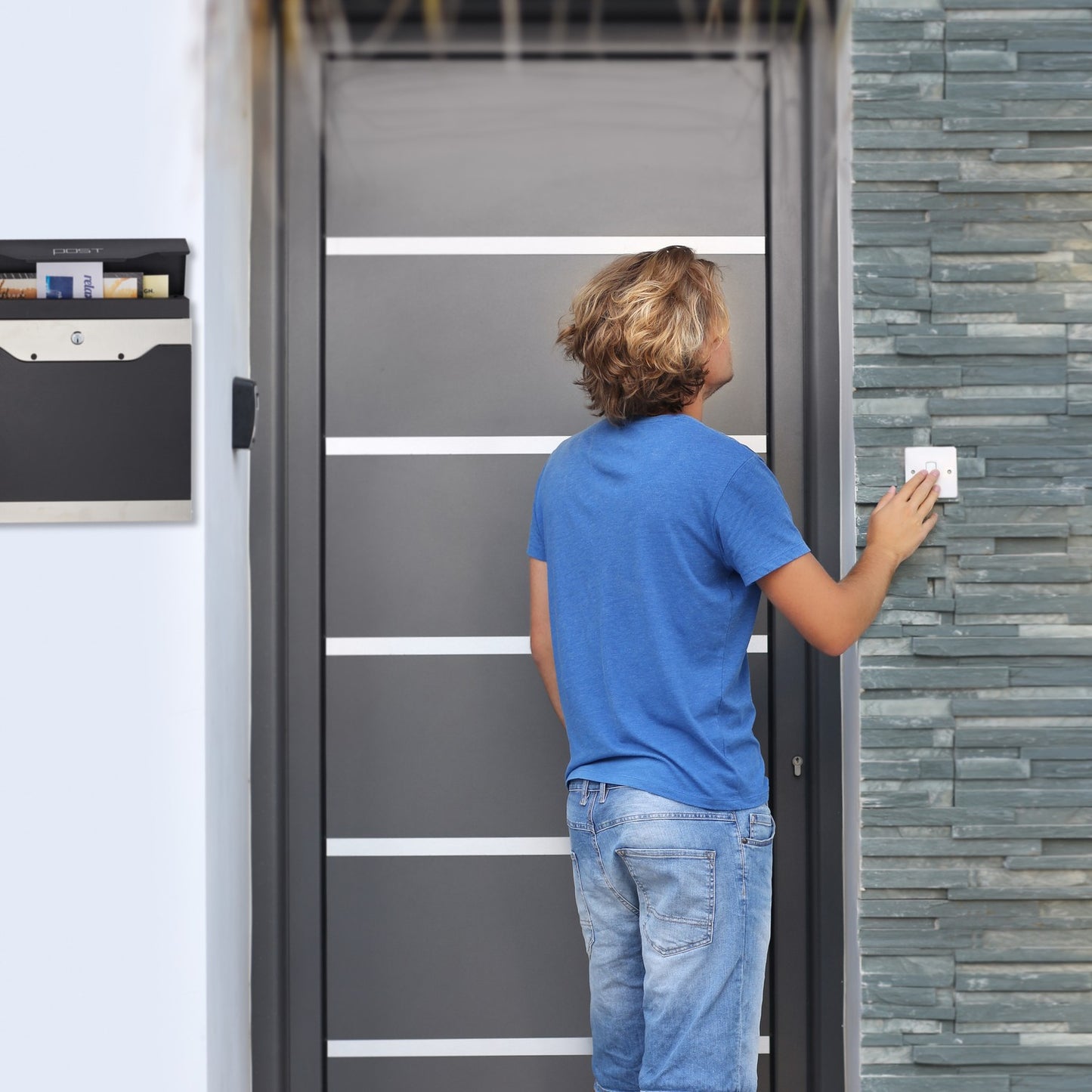 Letterbox with newspaper holder