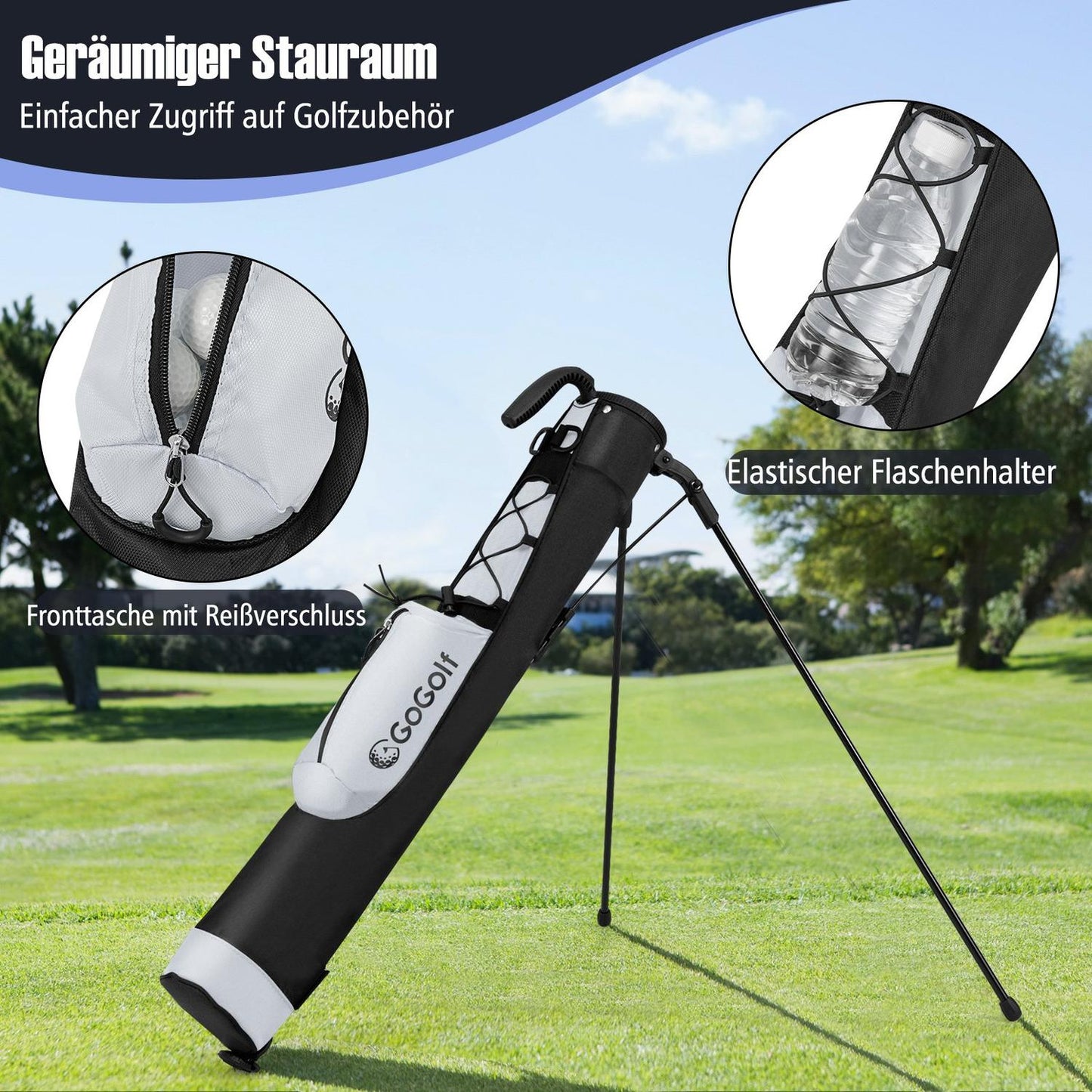 Lightweight Golf Stand Bag with 2-Way Divider & Rain Cover