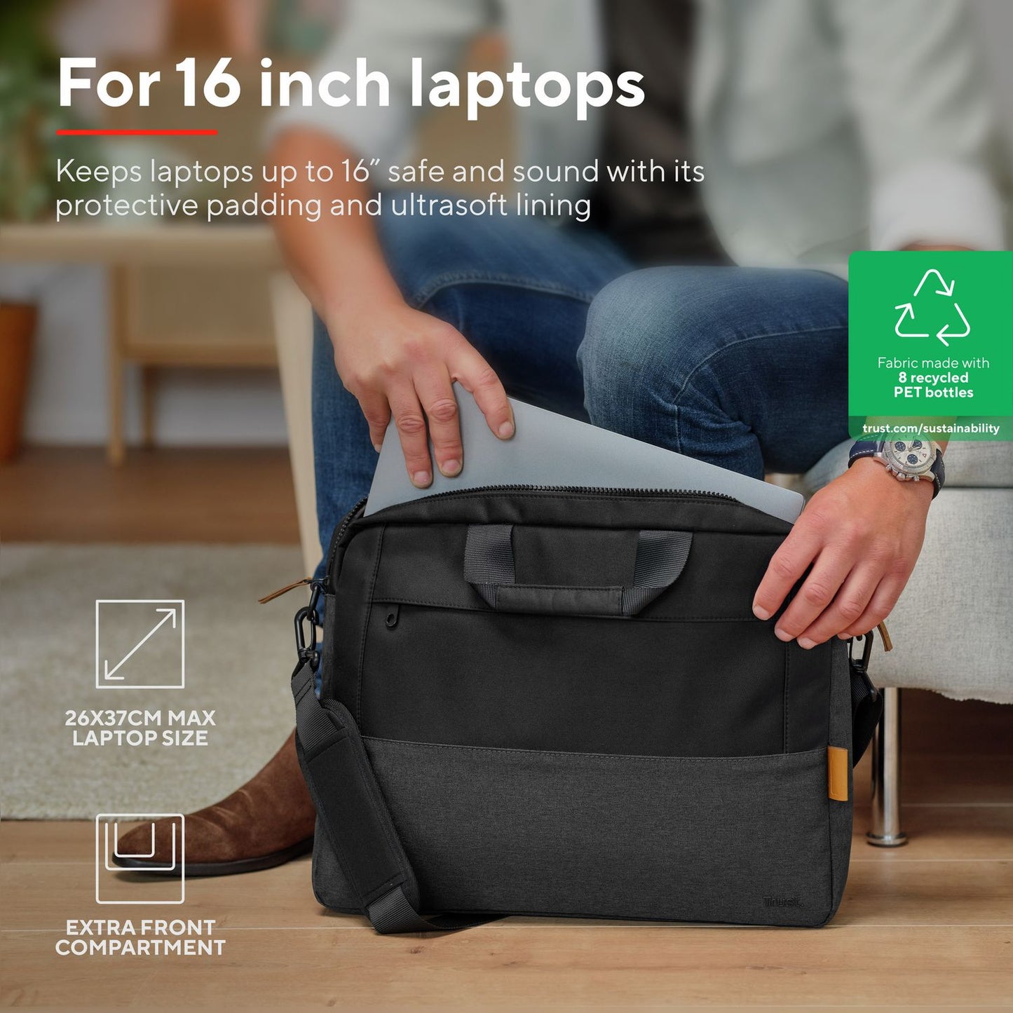 Lisboa Laptop bag 16" Black