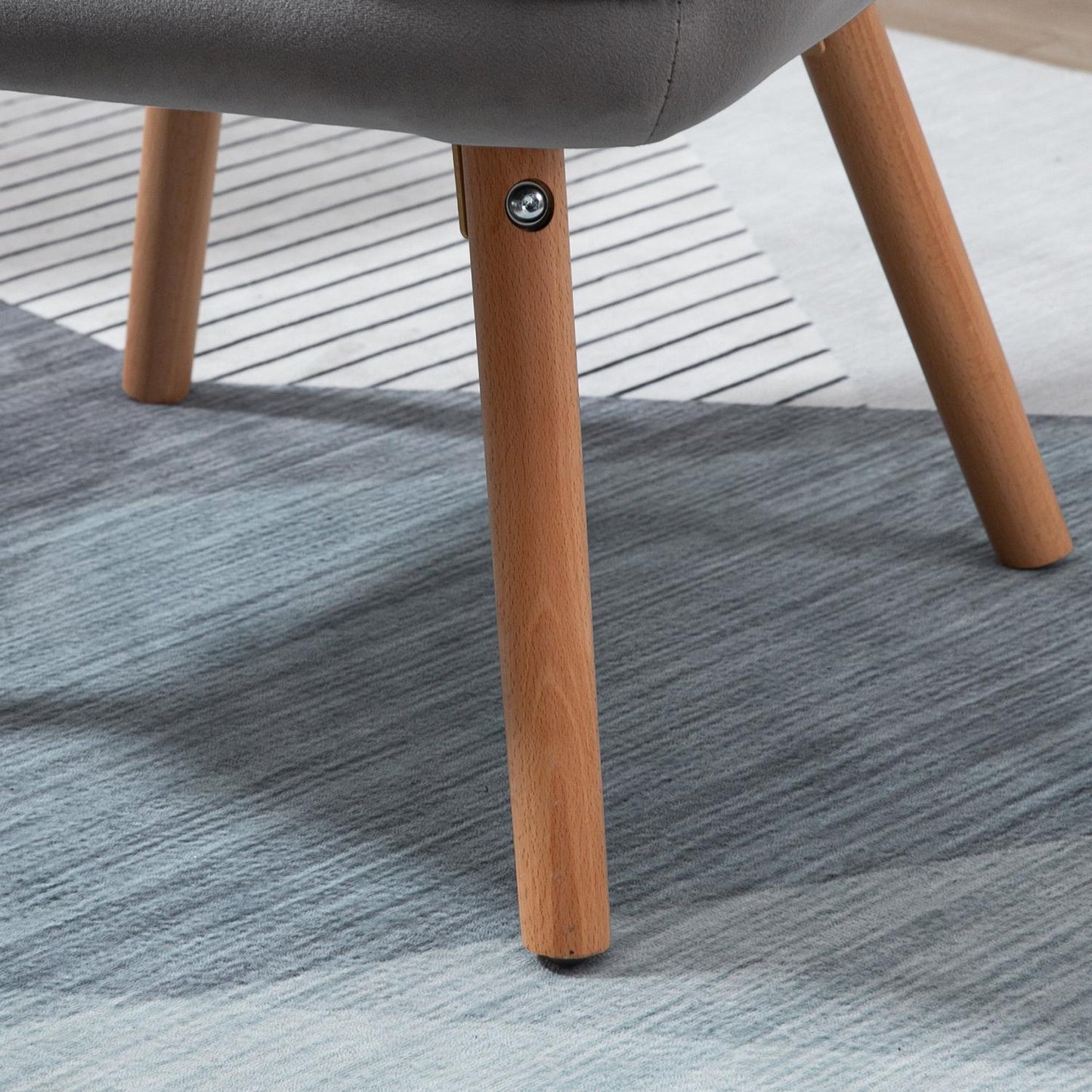 Dining chair in gray velvet with armrests - beech wood