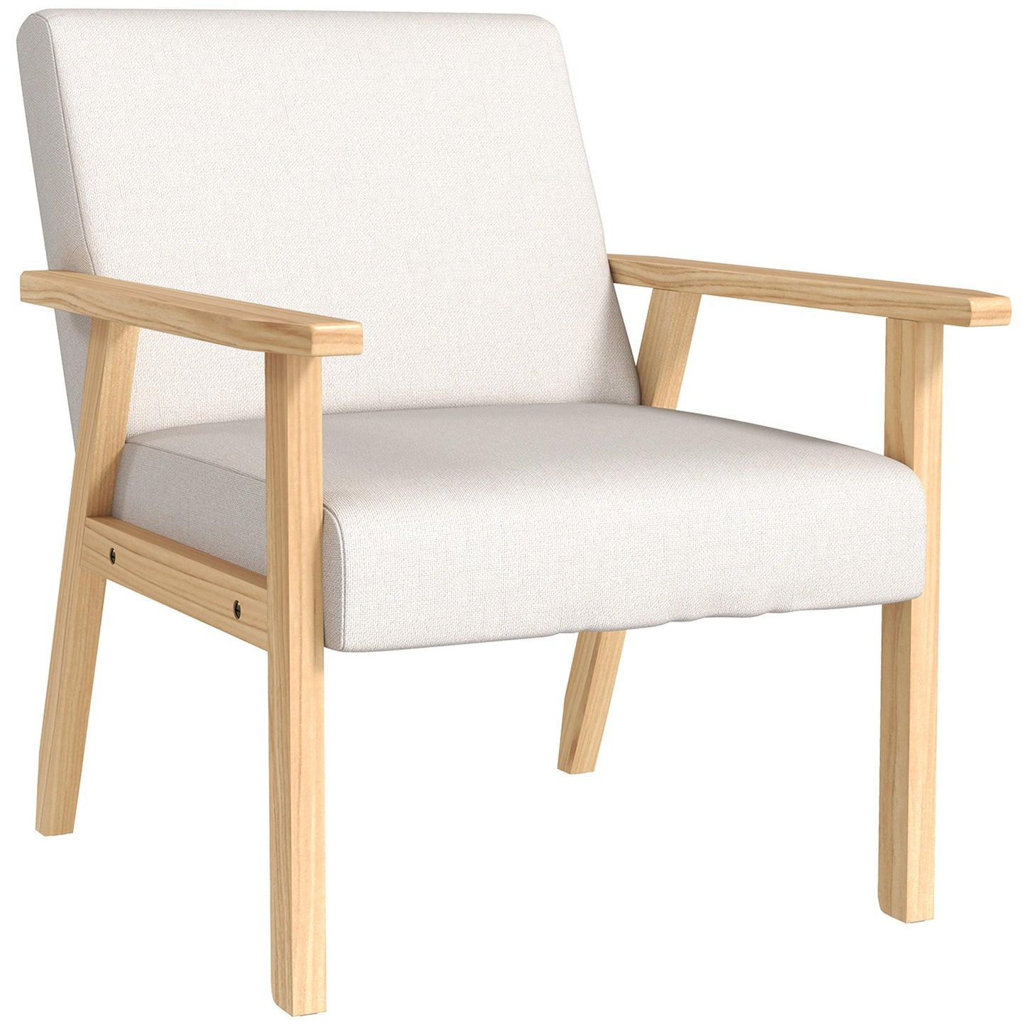 Armchair with armrests, Upholstered, Cream white, 64x70x72 cm