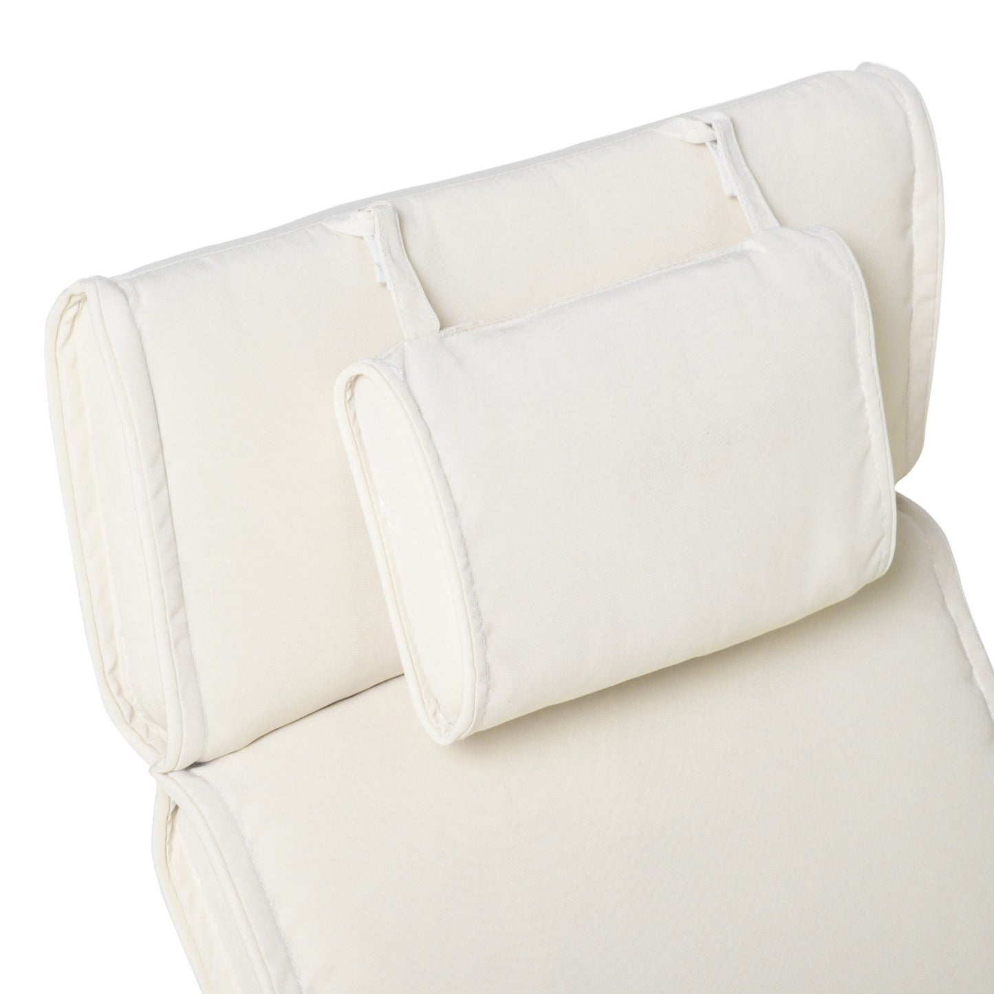Cream white outdoor chair cushion, polyester, 198x53x5 cm