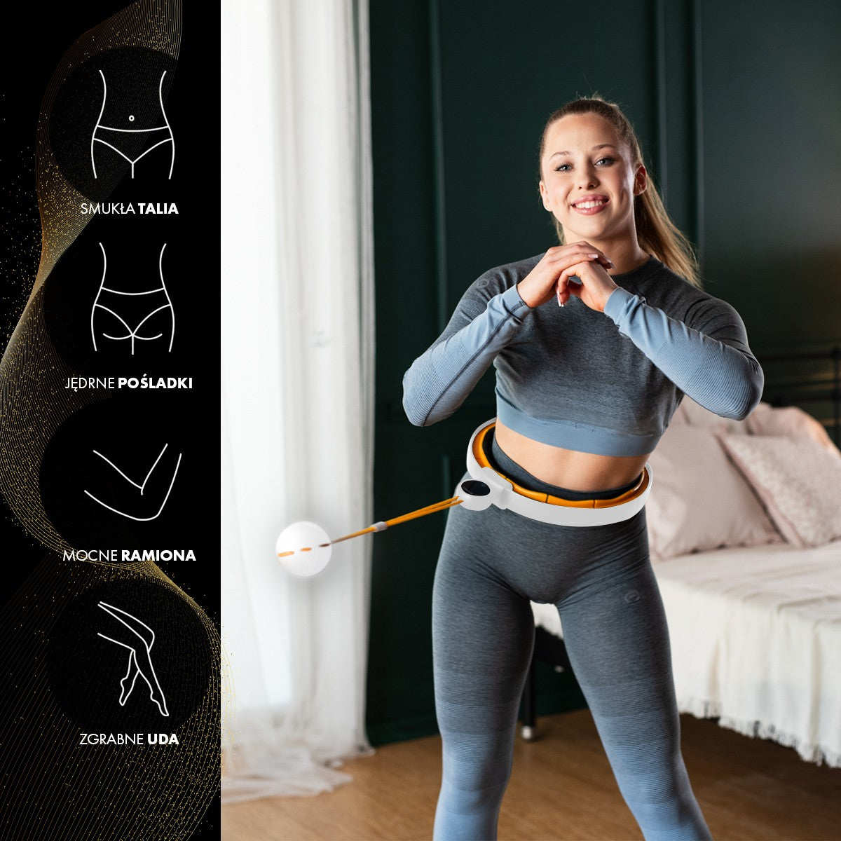 Magnetic Weighted Hula Hoop, TPE, White/Orange, Counter