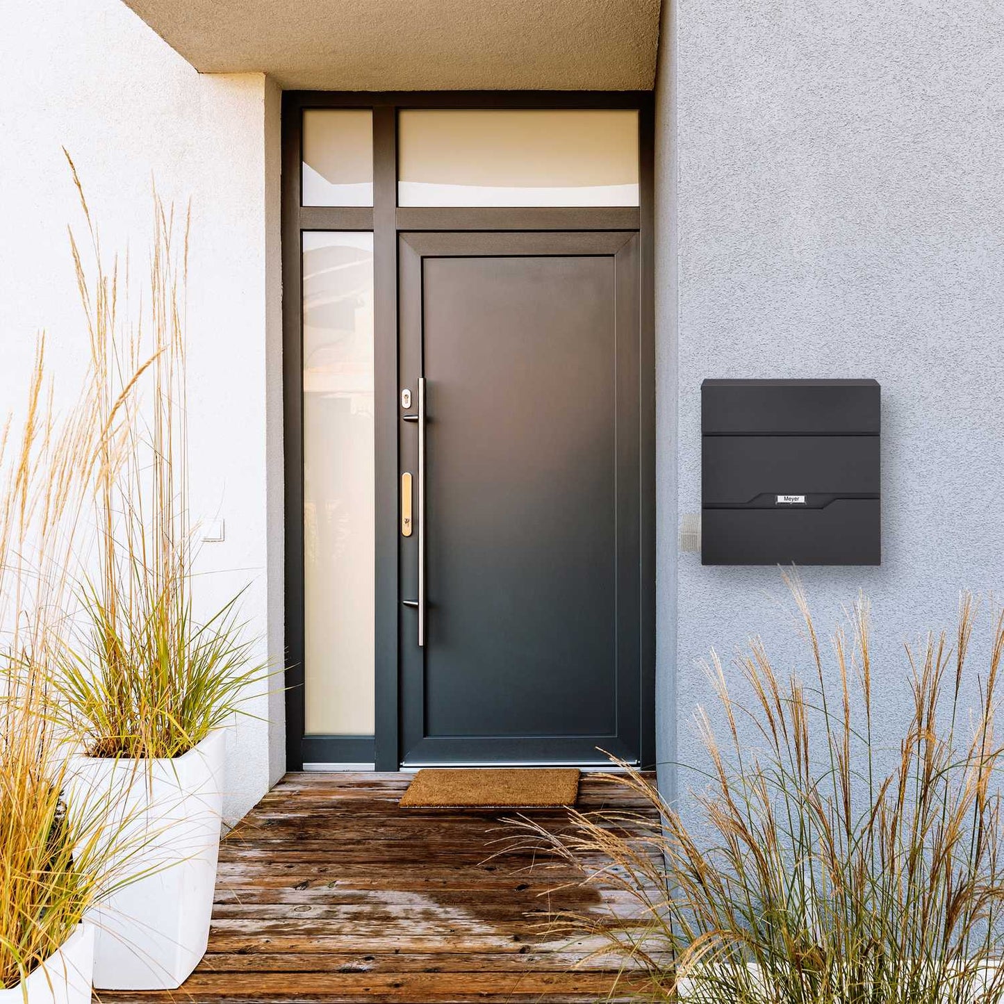 Mailbox with newspaper holder black
