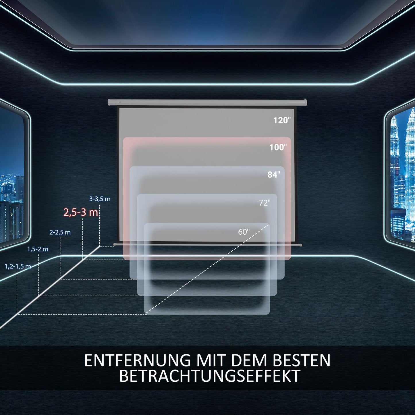 Manual Projector Screen, 100 Inch, 4:3/16:9, Home Theater