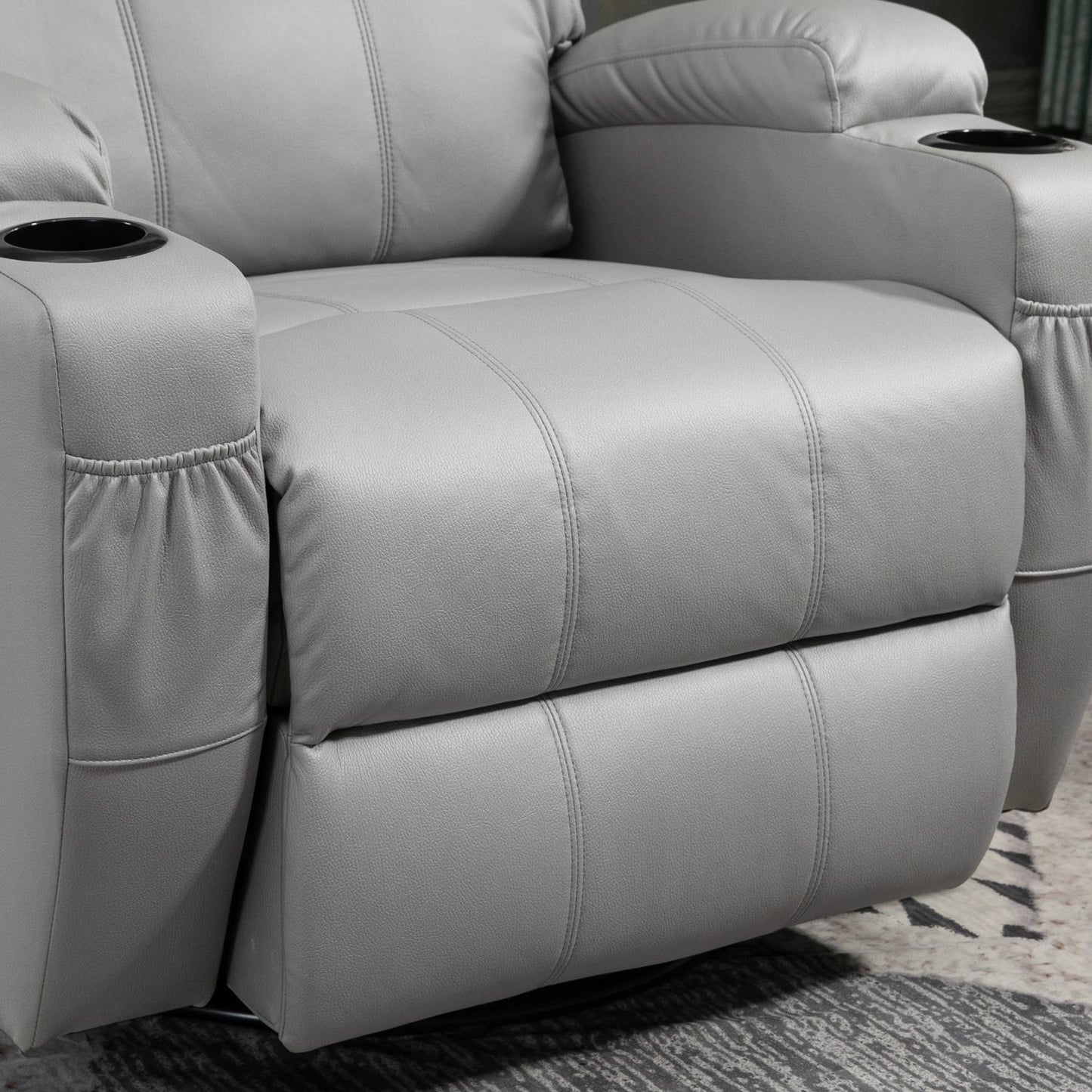 Gray artificial leather massage chair - Armchair with remote control and tilt function