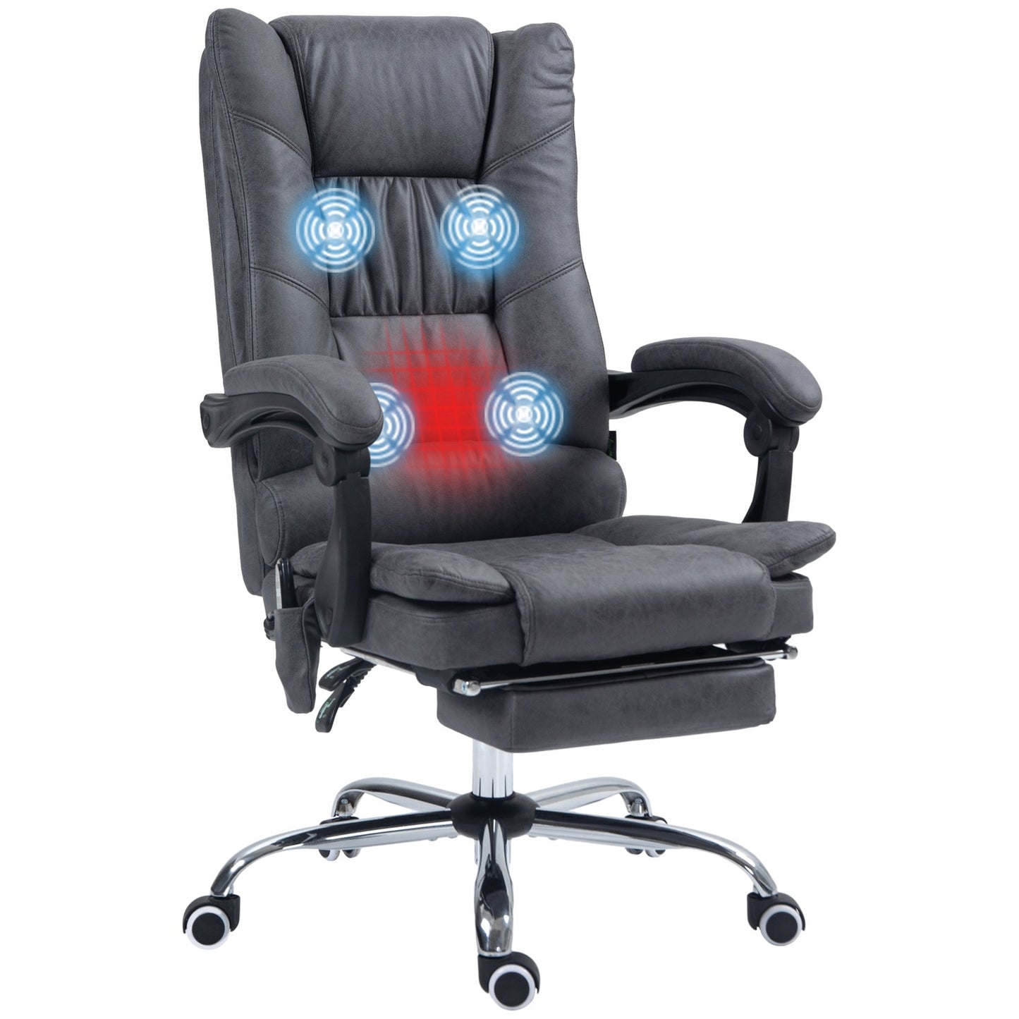 Ergonomic office chair with heating & footrest, microfiber