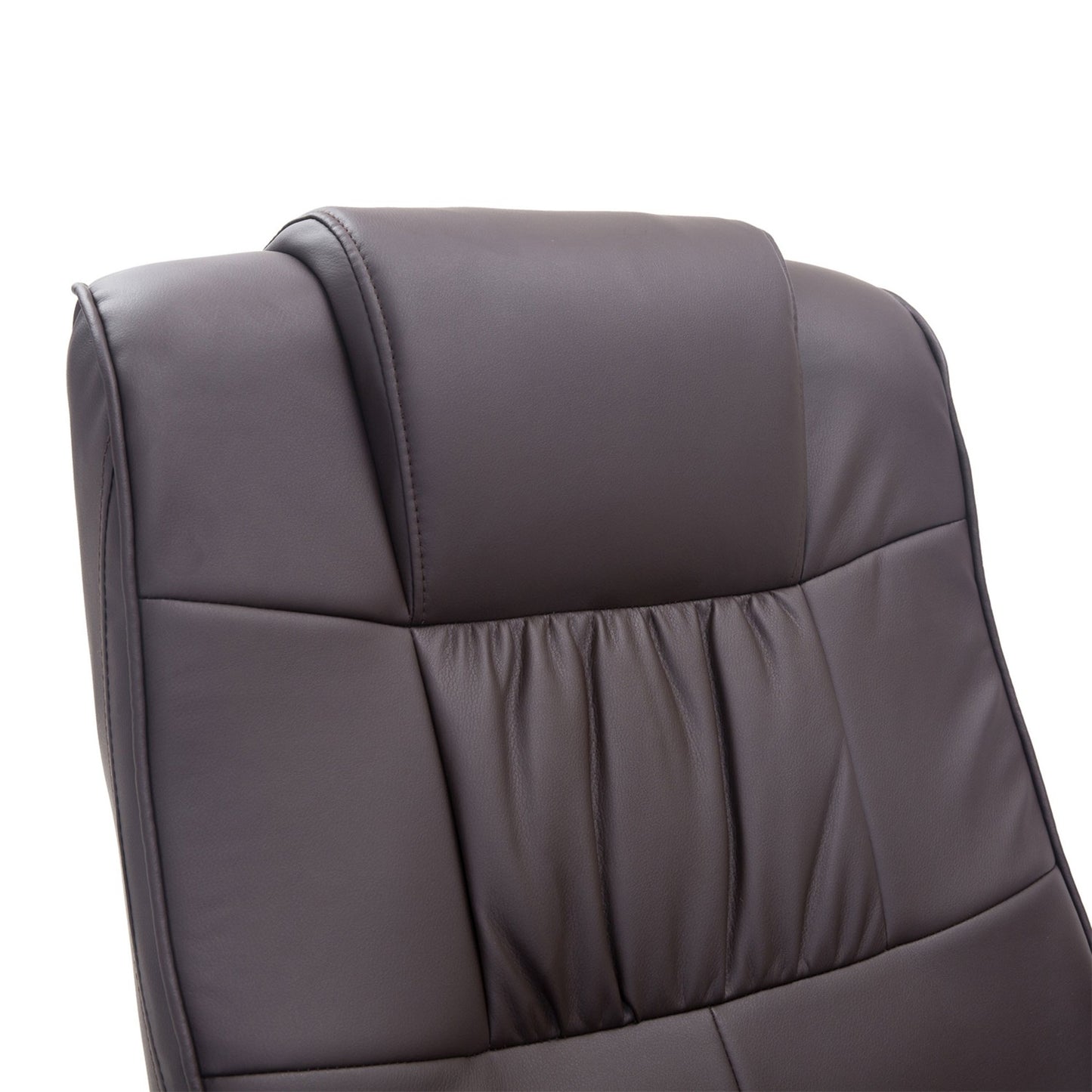 Reclining massage chair in brown artificial leather with ottoman