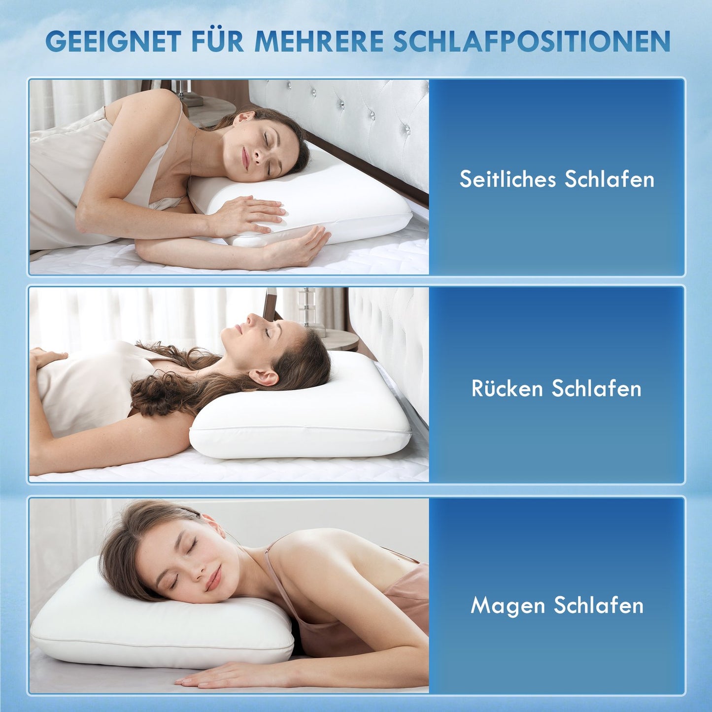 Memory Foam Pillow, Ergonomic 60x40 cm, Removable Cover