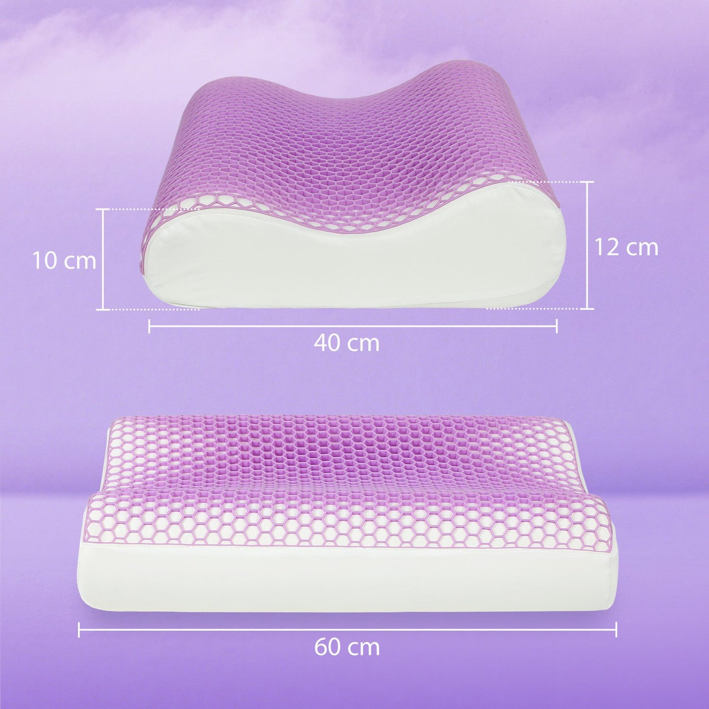 Memory Foam Pillow, Ergonomic Neck Support, 2 Heights