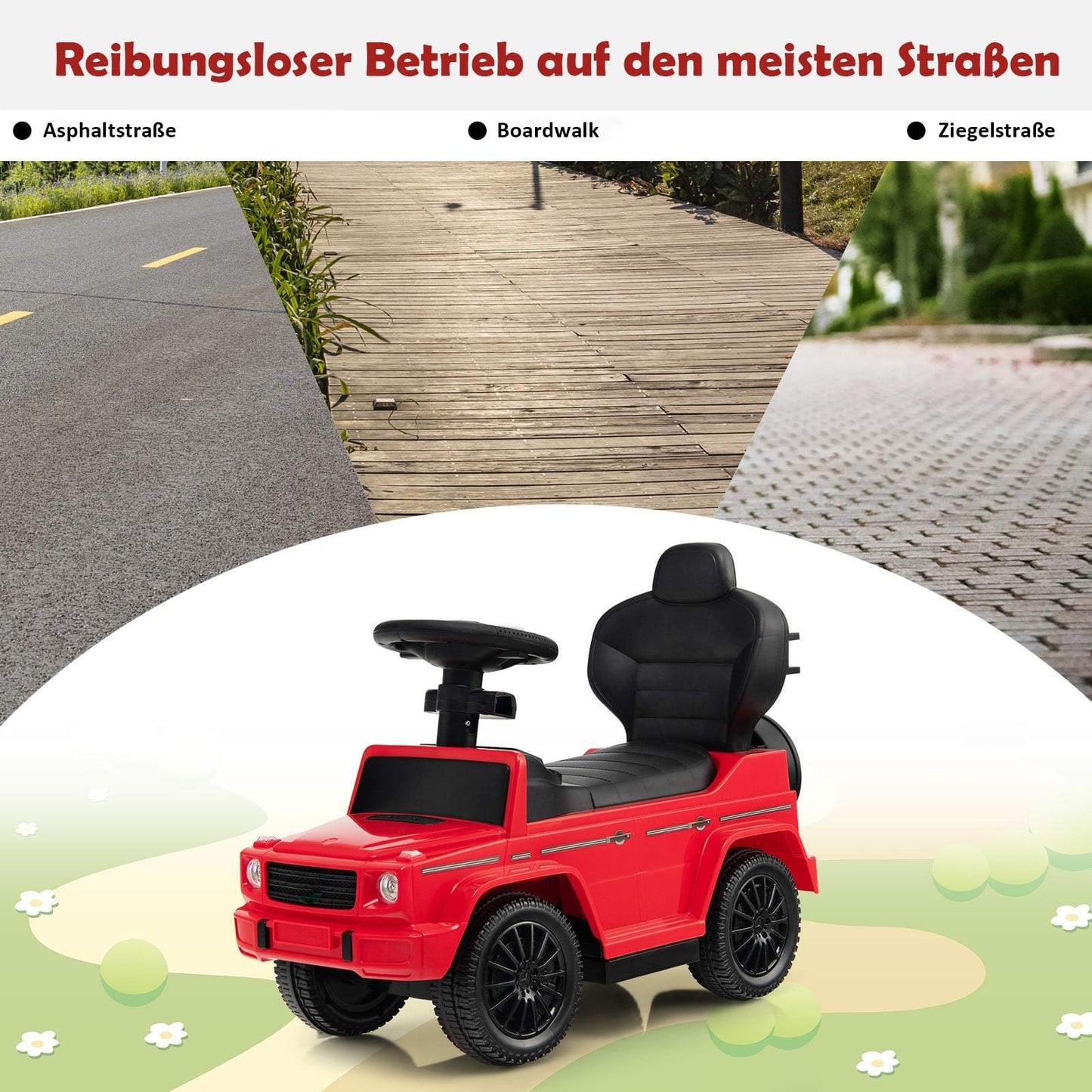 Mercedes Benz Kids Ride-On Car with Sun Canopy, Red