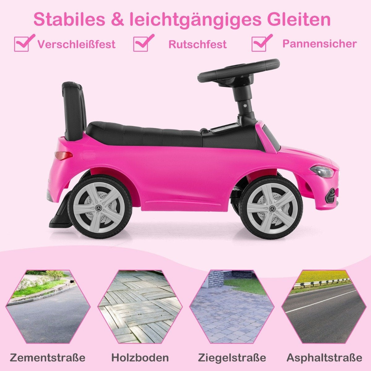 Mercedes-Benz Ride-On Toy Car with Steering Wheel & Storage