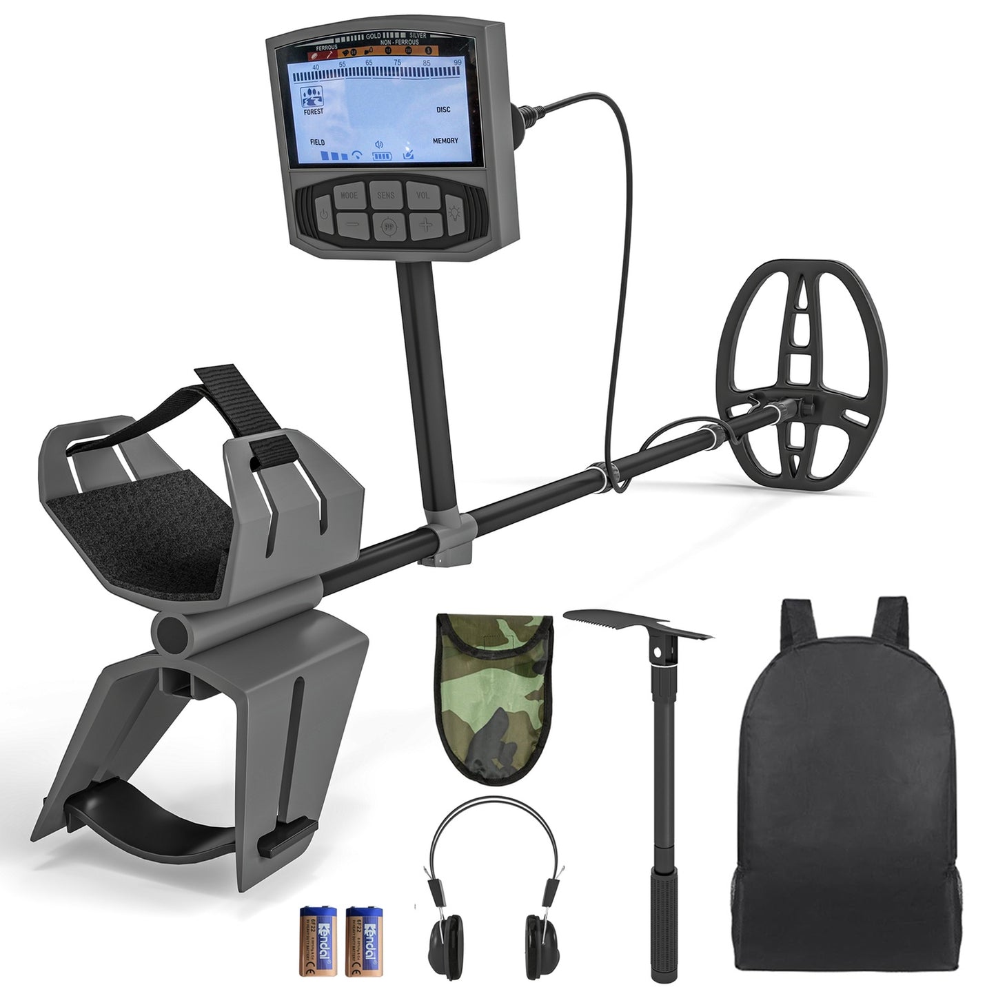Portable metal detector for adults, 5 modes, waterproof, LCD screen