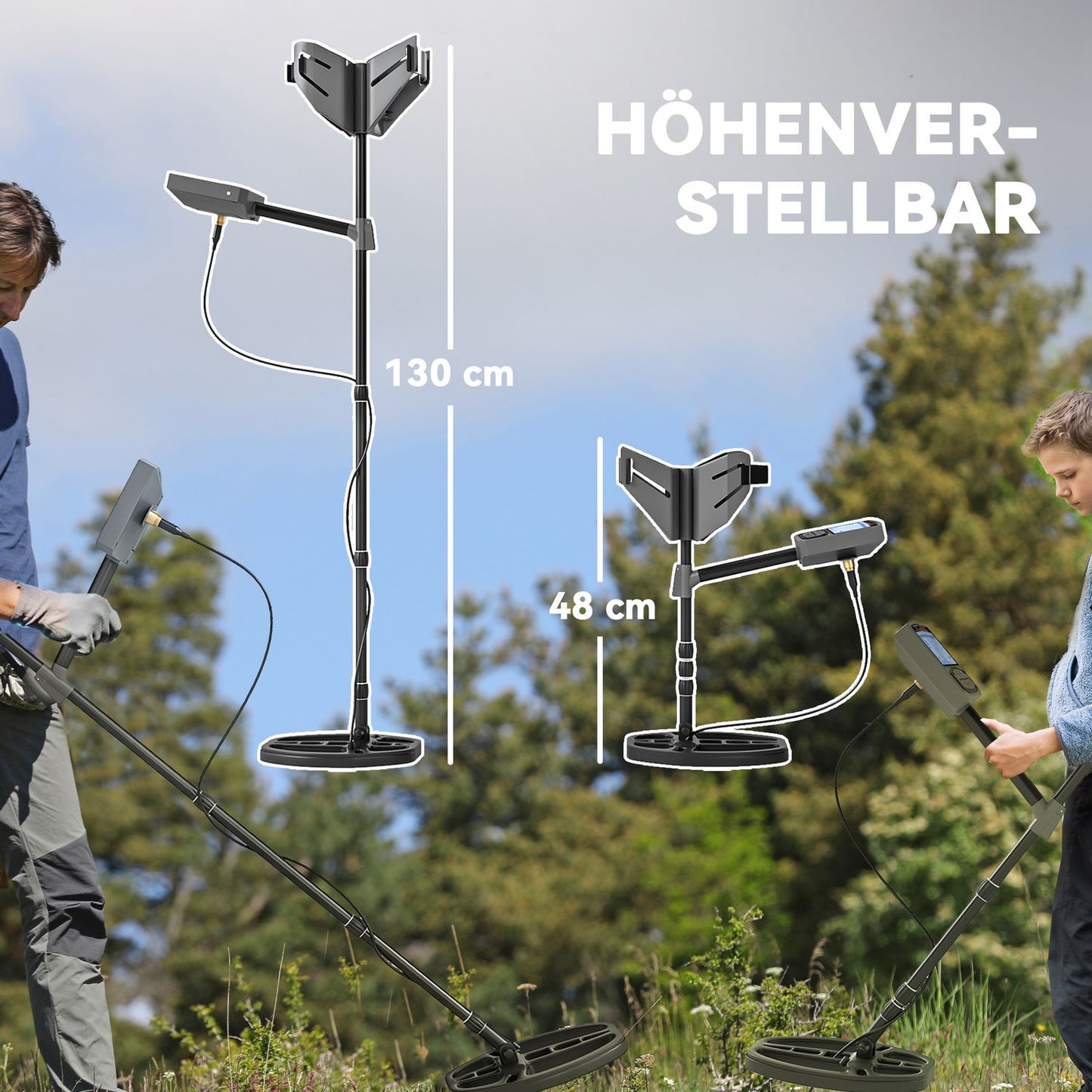 Portable metal detector for adults, 5 modes, waterproof, LCD screen