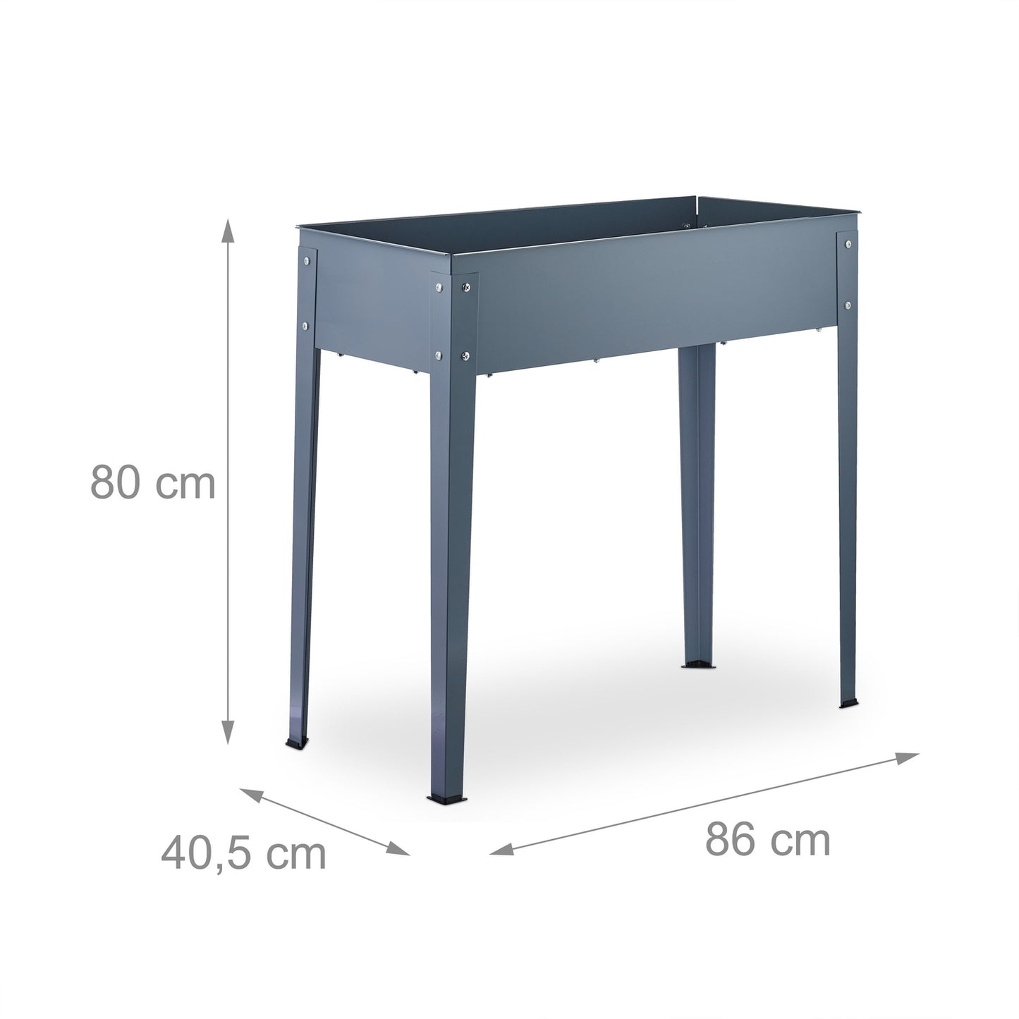 Metal Raised Planter Box in Grey