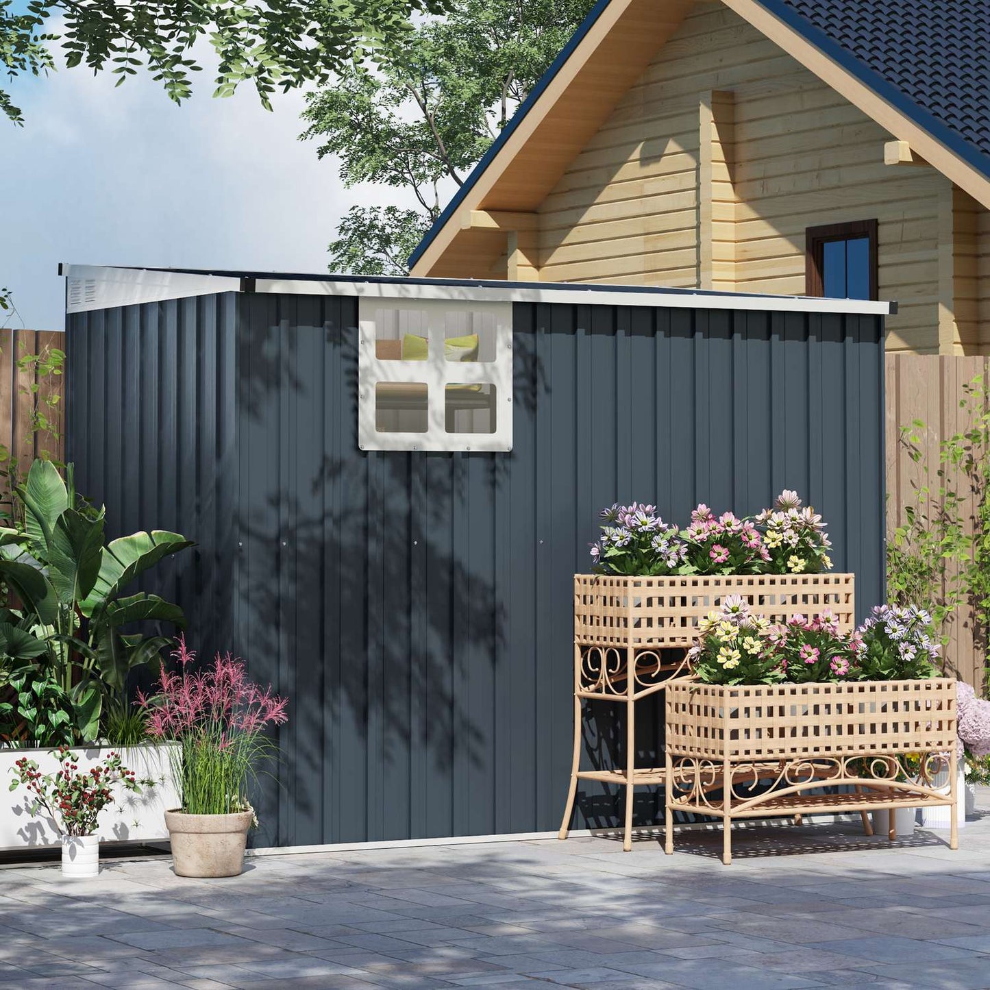 Metal tool shed - 2.7 m², roof, weatherproof