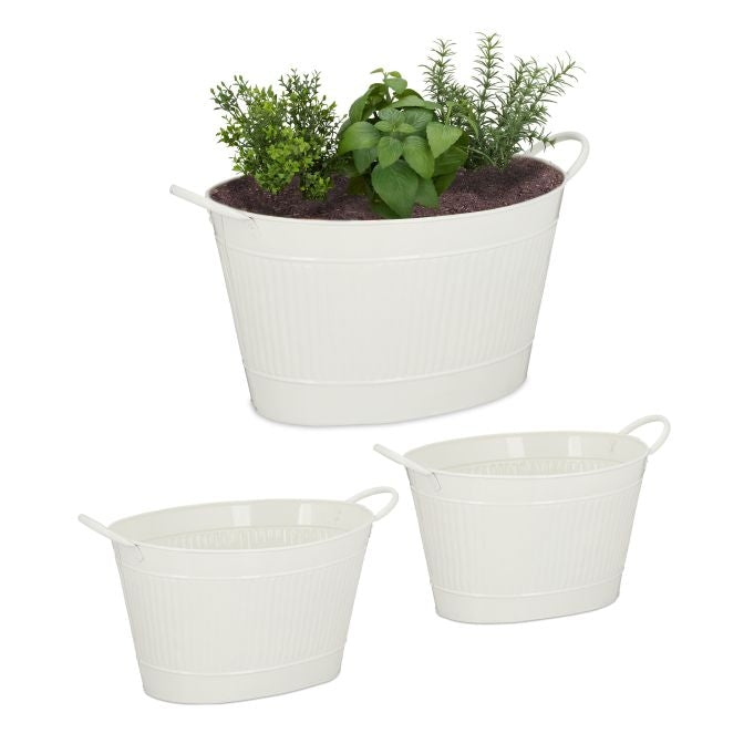 Metal Tub Zinc Look Set of 3