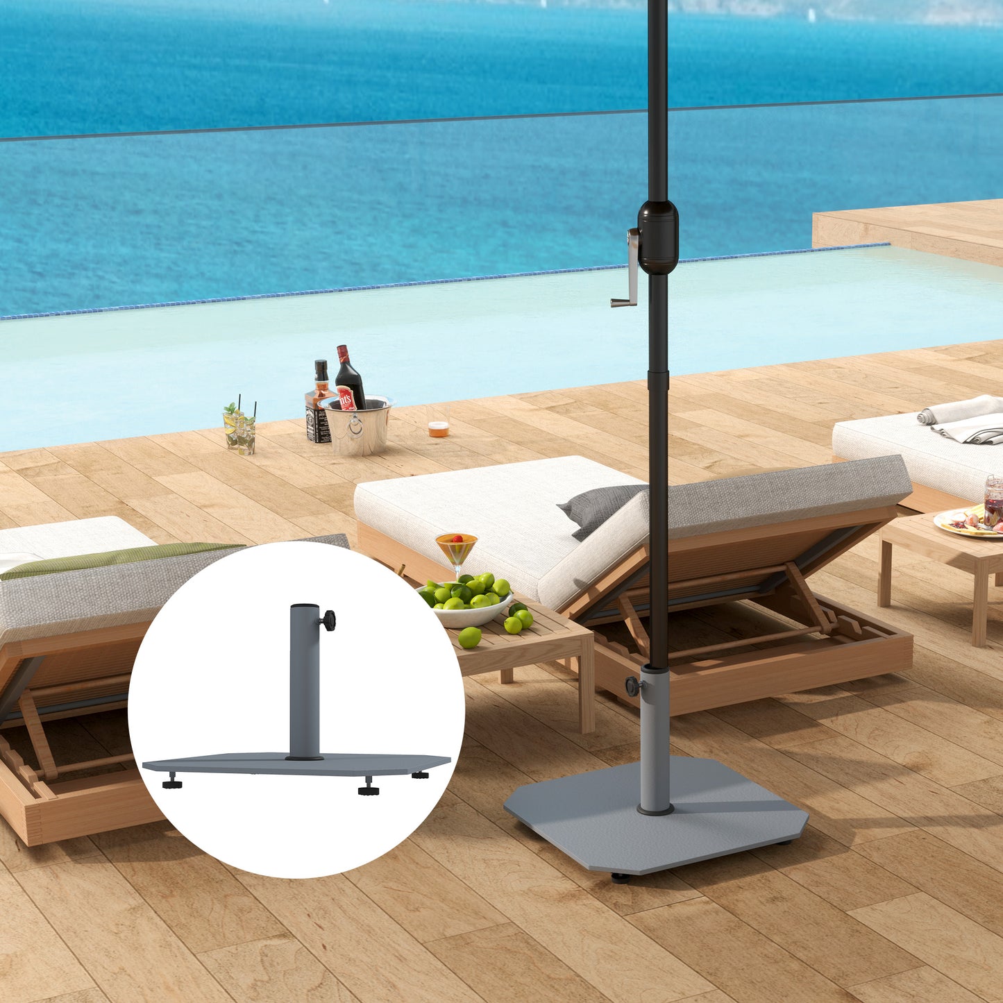 Metal Umbrella Base, 18.5 kg, Fits 32/38/48 mm Poles