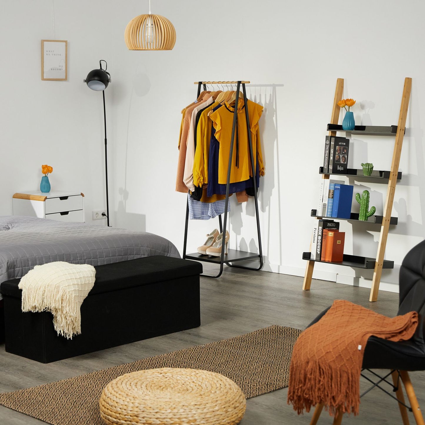 Metal clothes hanger with shelf