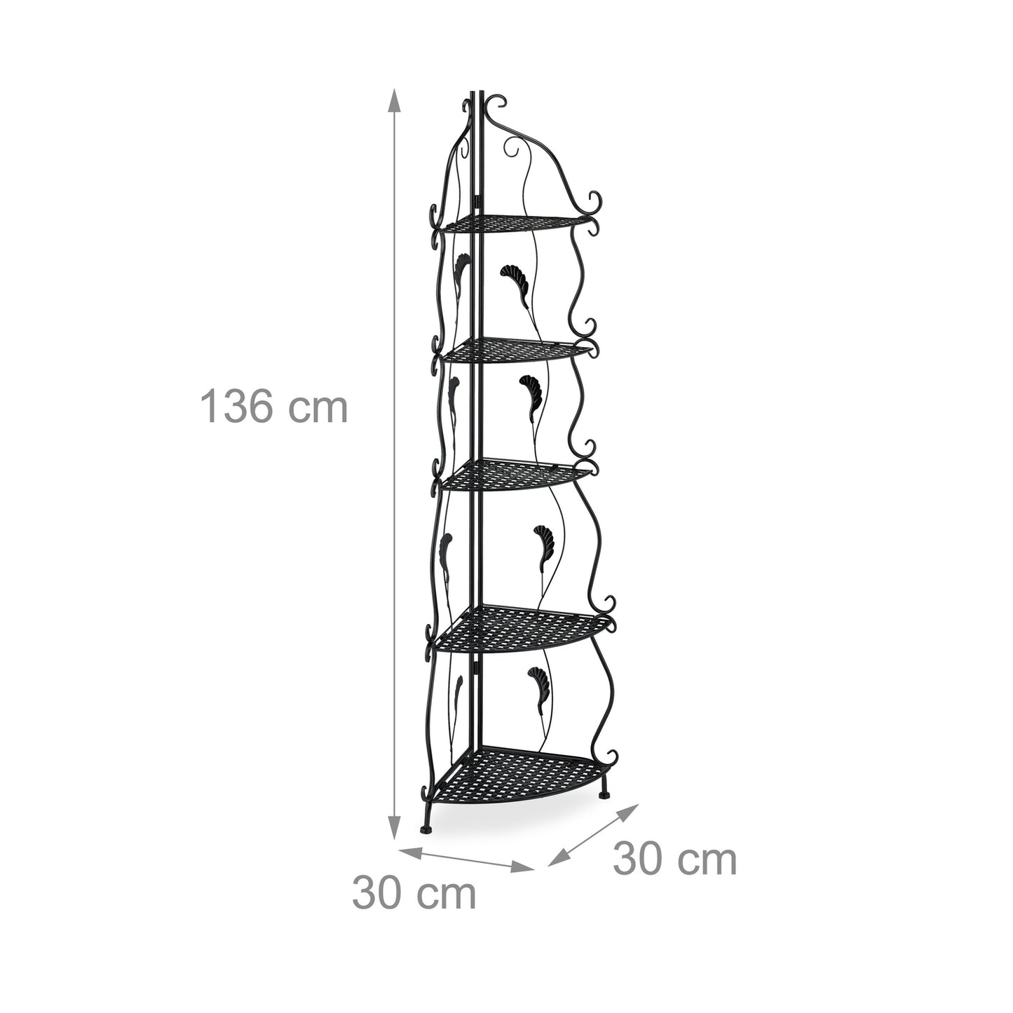 Metal corner shelf with 5 shelves