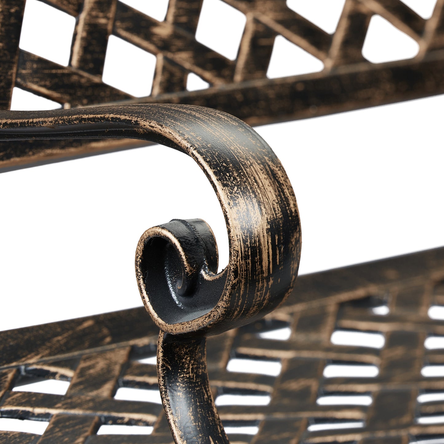 Metal garden bench in black and bronze
