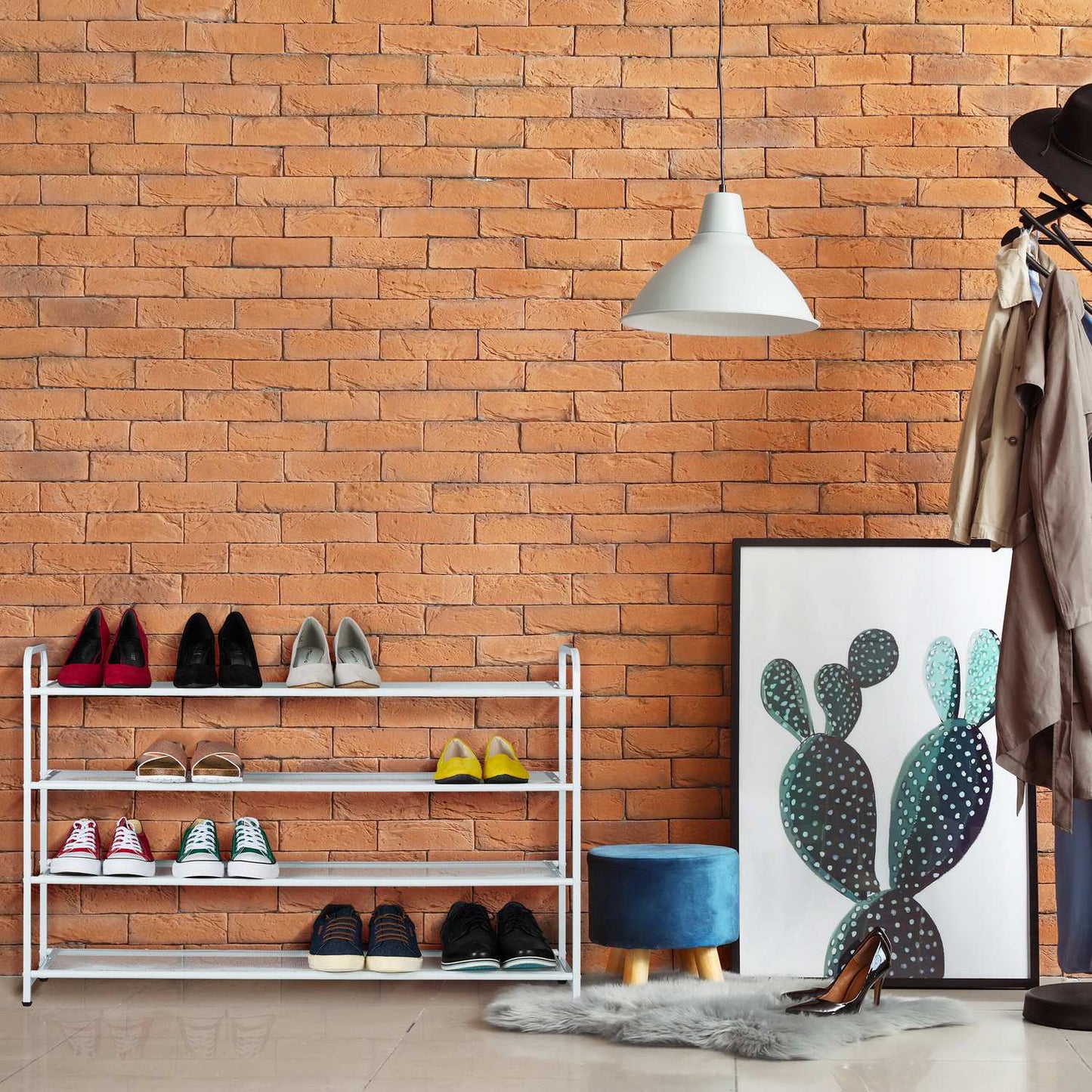 Metal shoe rack for 16 pairs of shoes