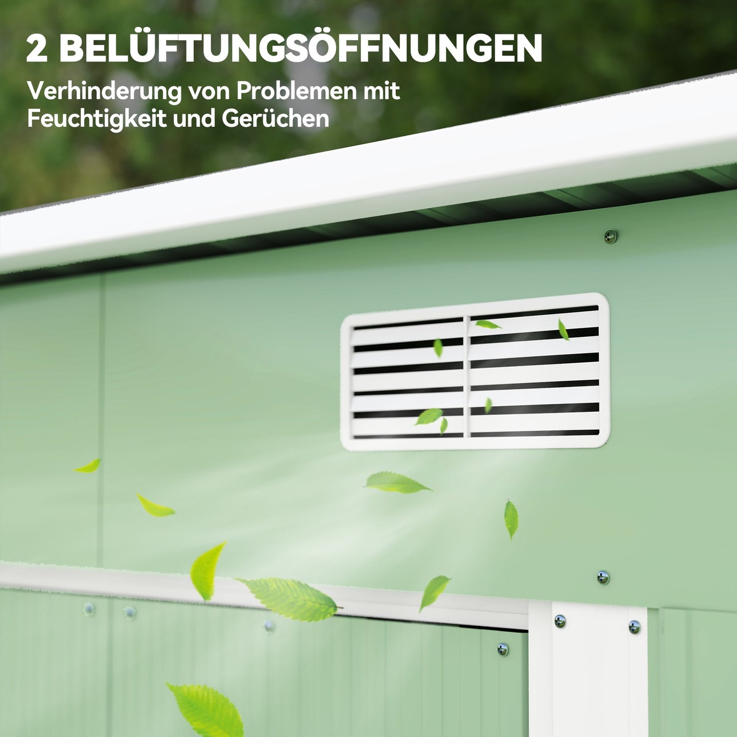 Metal tool shed 2.3 m² 207 x 130 x 182 cm with pent roof window floor frame green