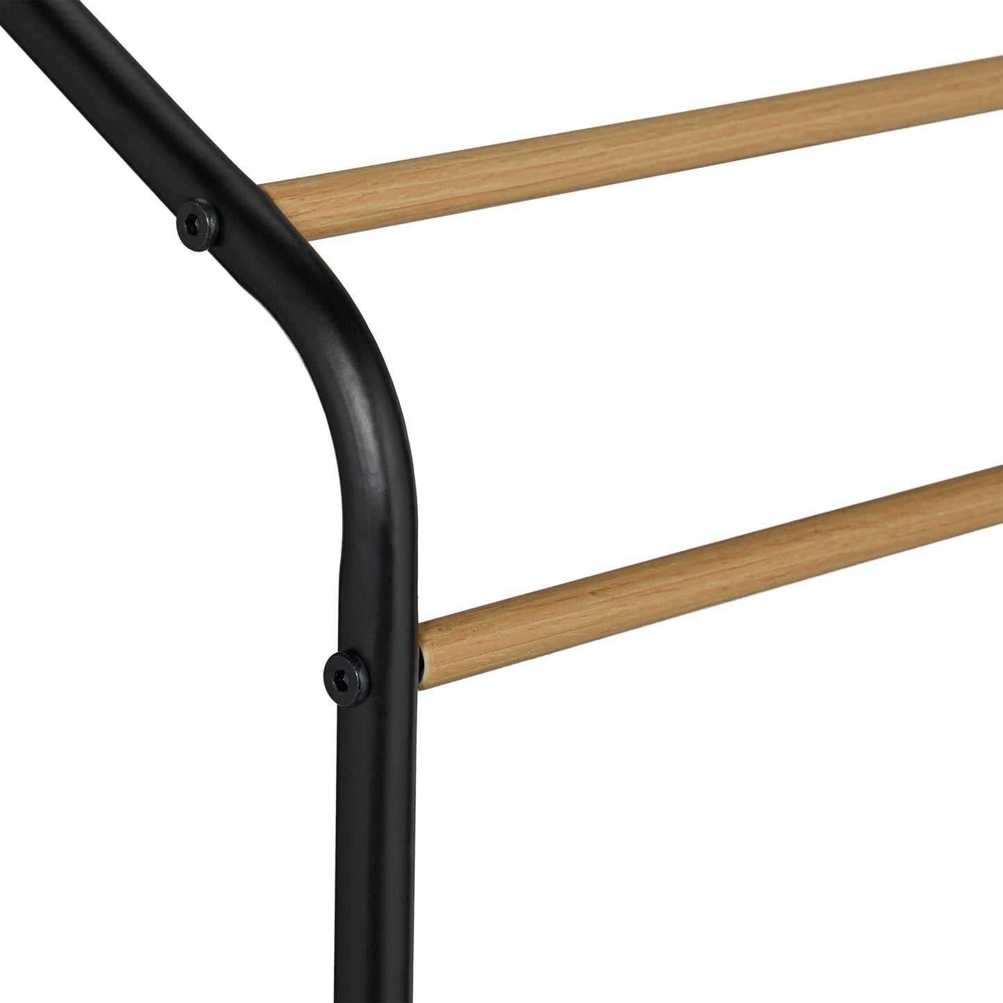 Metal towel rail with shelf
