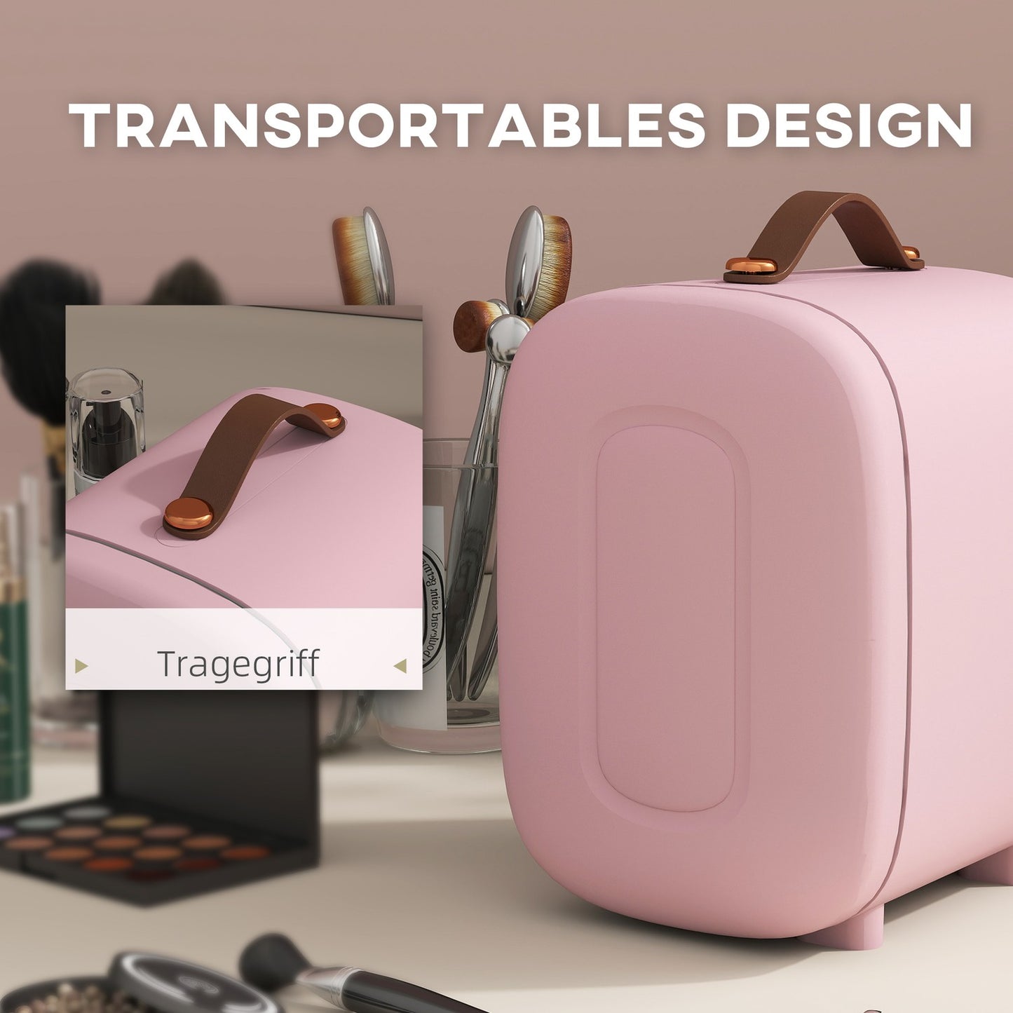 Mini Beauty Fridge – 4L, Pink, Skincare & Makeup Storage