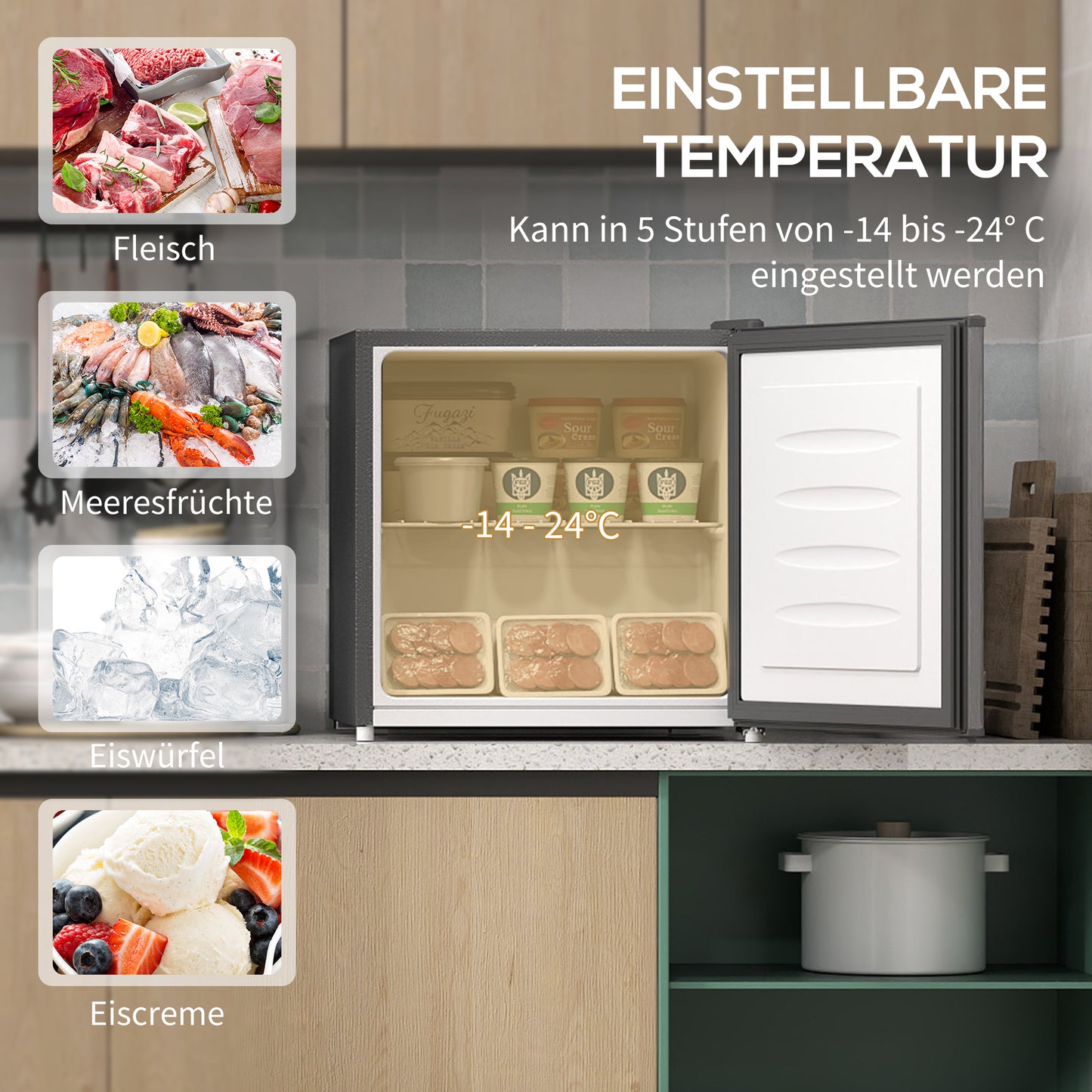 Mini Freezer 35L, Electric, Freestanding, Grey